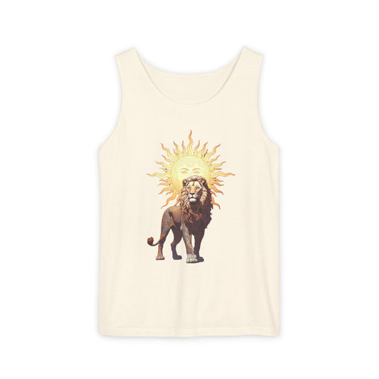 Lion & Sun Tank Top - Vintage Persian Sunface Graphic Tank