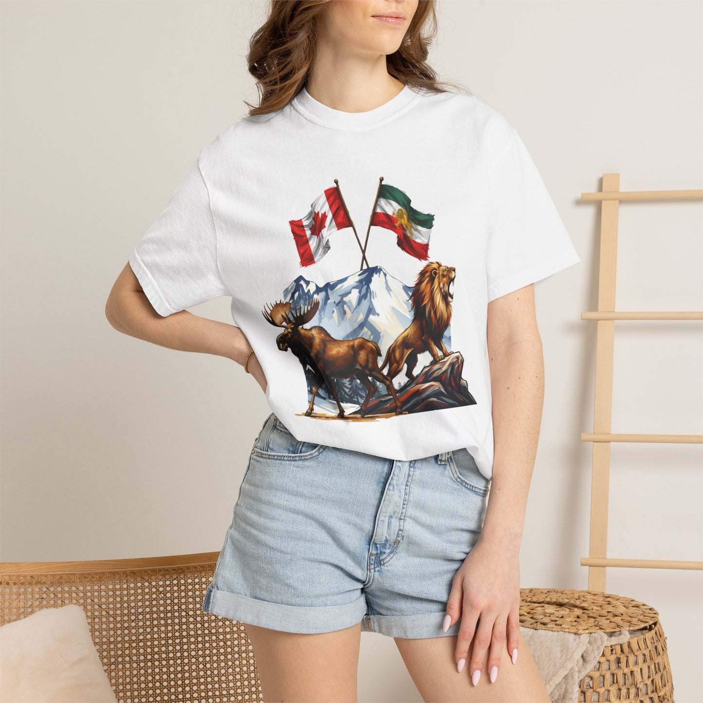Canadian Flag x Lion and Sun Tee - Free Iran Solidarity T-Shirt