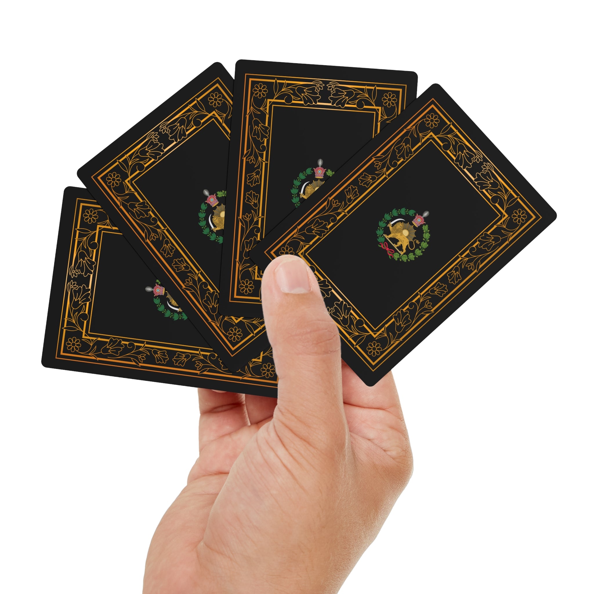 Black and Gold Iran Monarchy Royal Crest Design Poker Cards