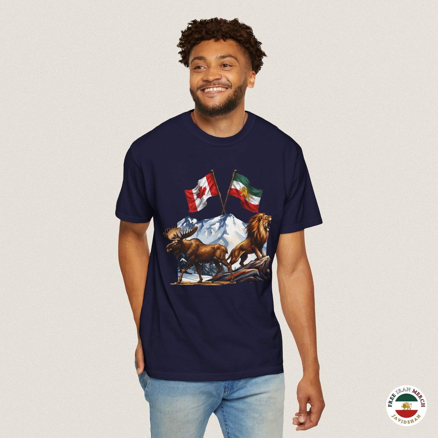 Canadian Flag x Lion and Sun Tee - Free Iran Solidarity T-Shirt