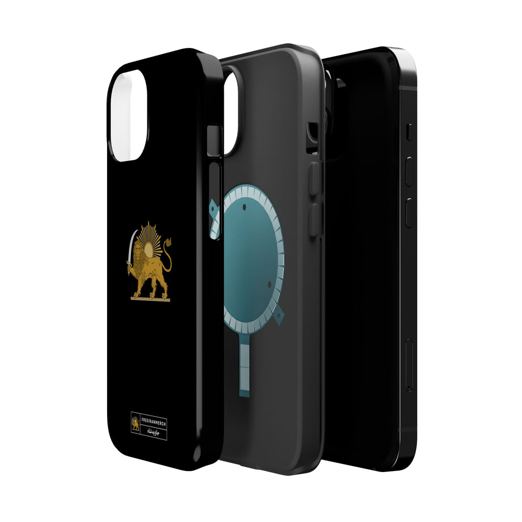 'JavidShah' Magnetic Impact-Resistant Case — Golden Lion and Sun Design