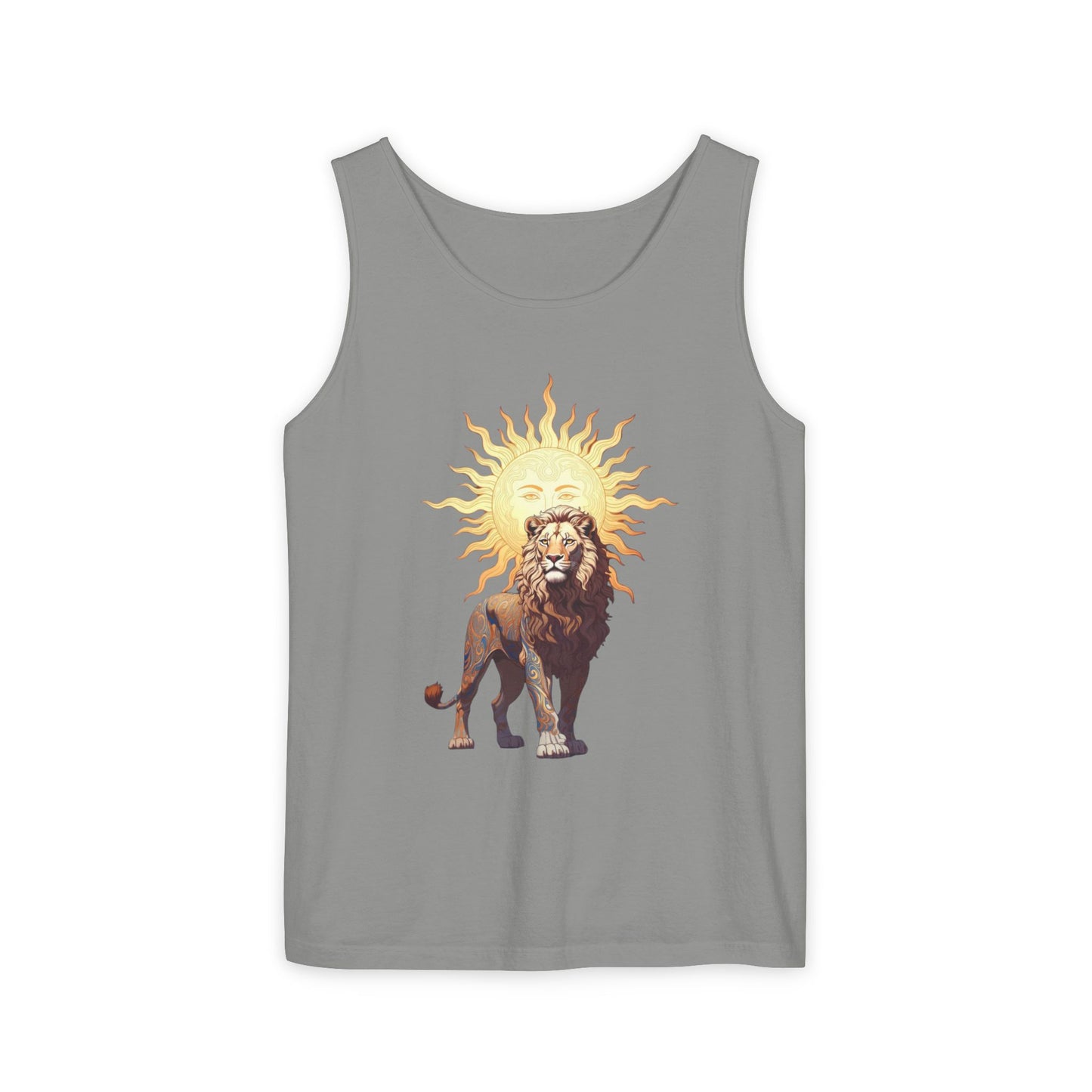 Lion & Sun Tank Top - Vintage Persian Sunface Graphic Tank