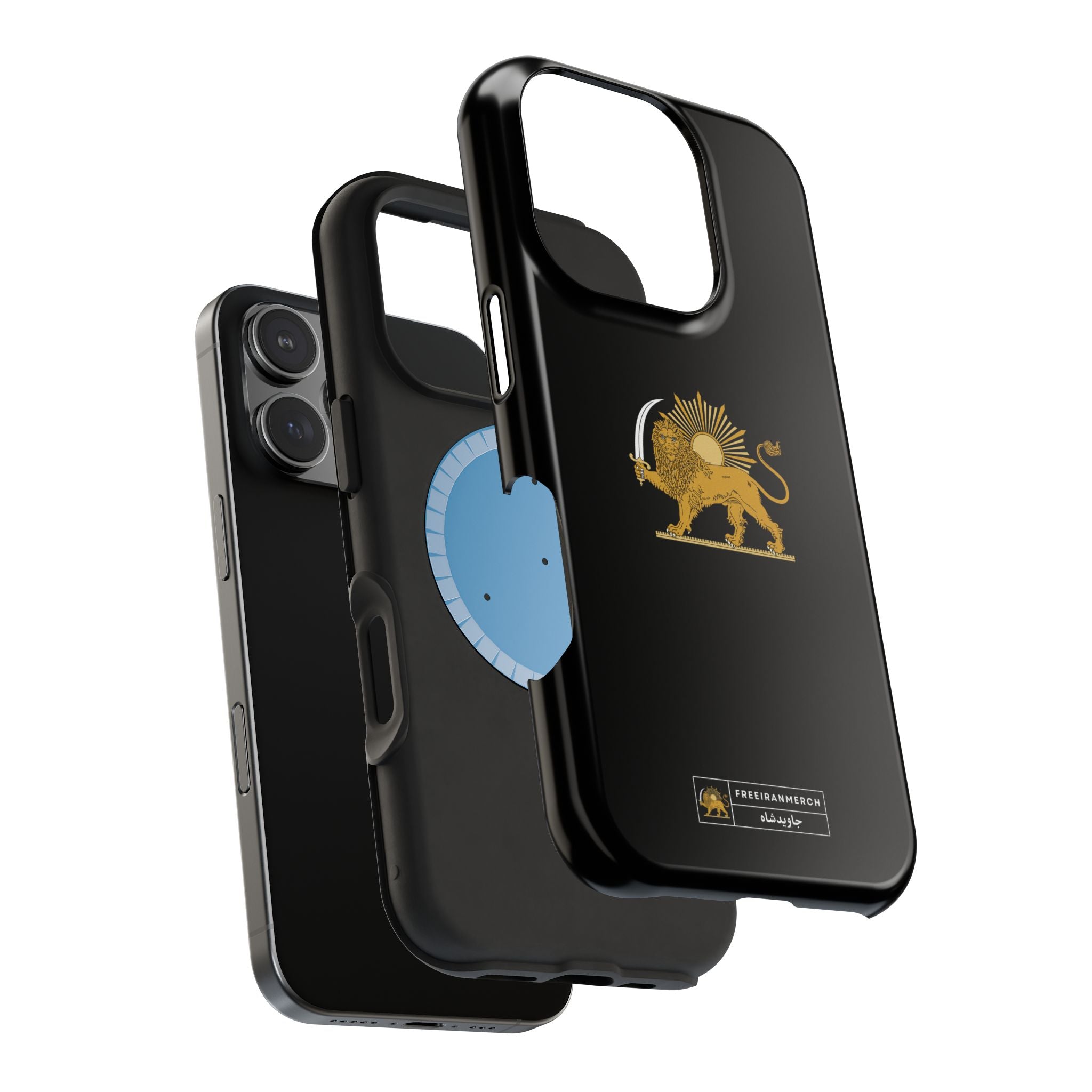 'JavidShah' Magnetic Impact-Resistant Case — Golden Lion and Sun Design