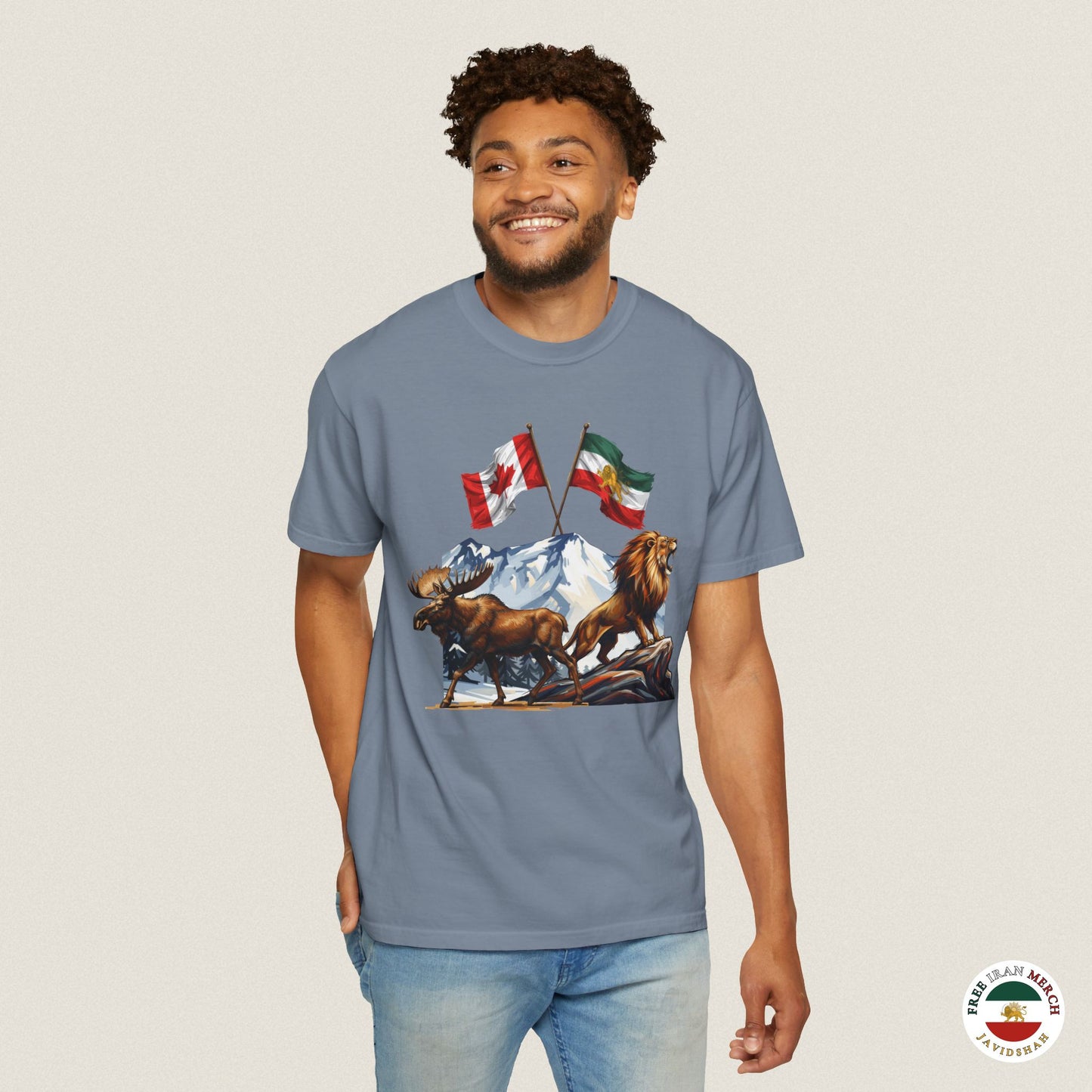 Canadian Flag x Lion and Sun Tee - Free Iran Solidarity T-Shirt