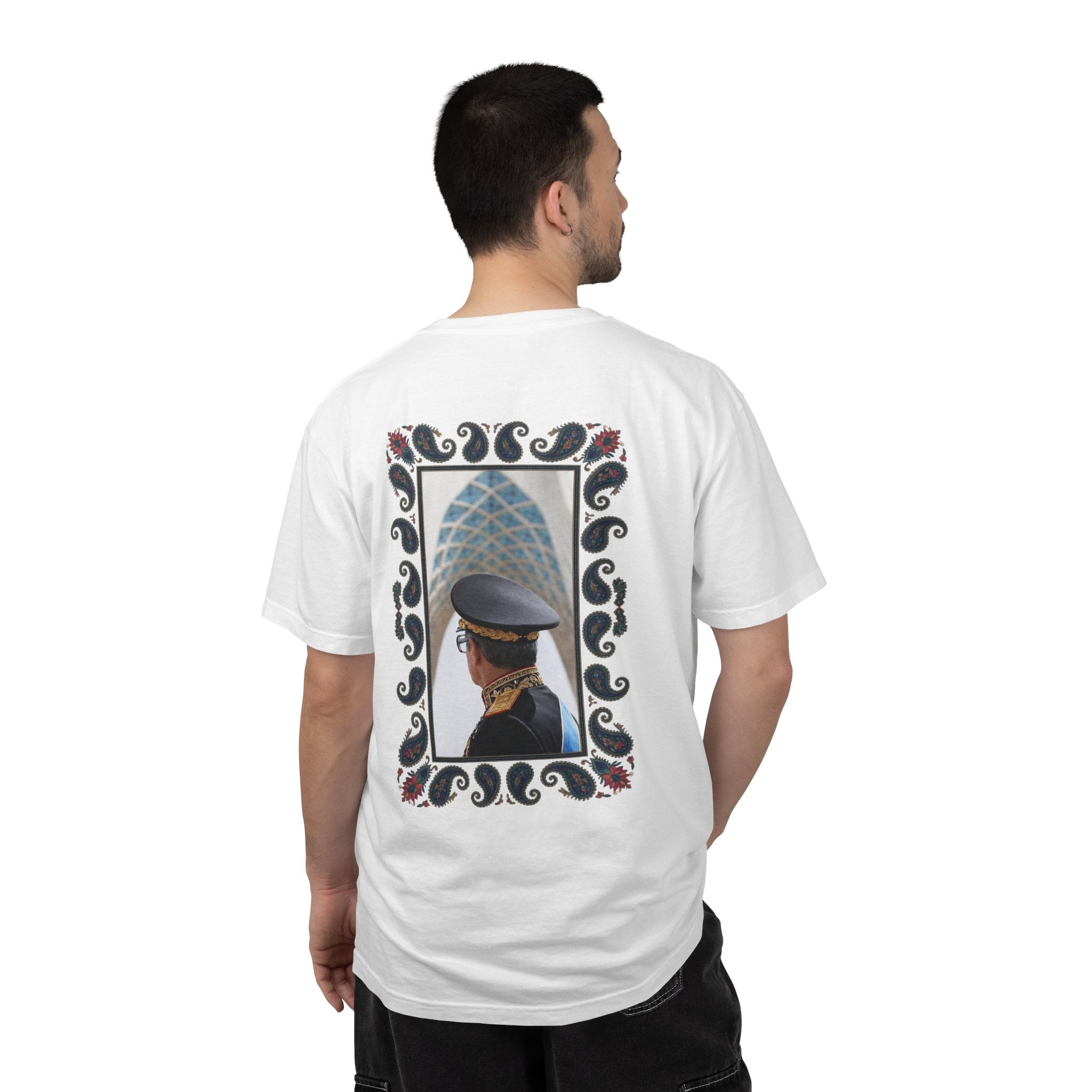 Persia Heritage & Pride T-Shirt — Lion and Sun Crest with Paisley Shah Back Design