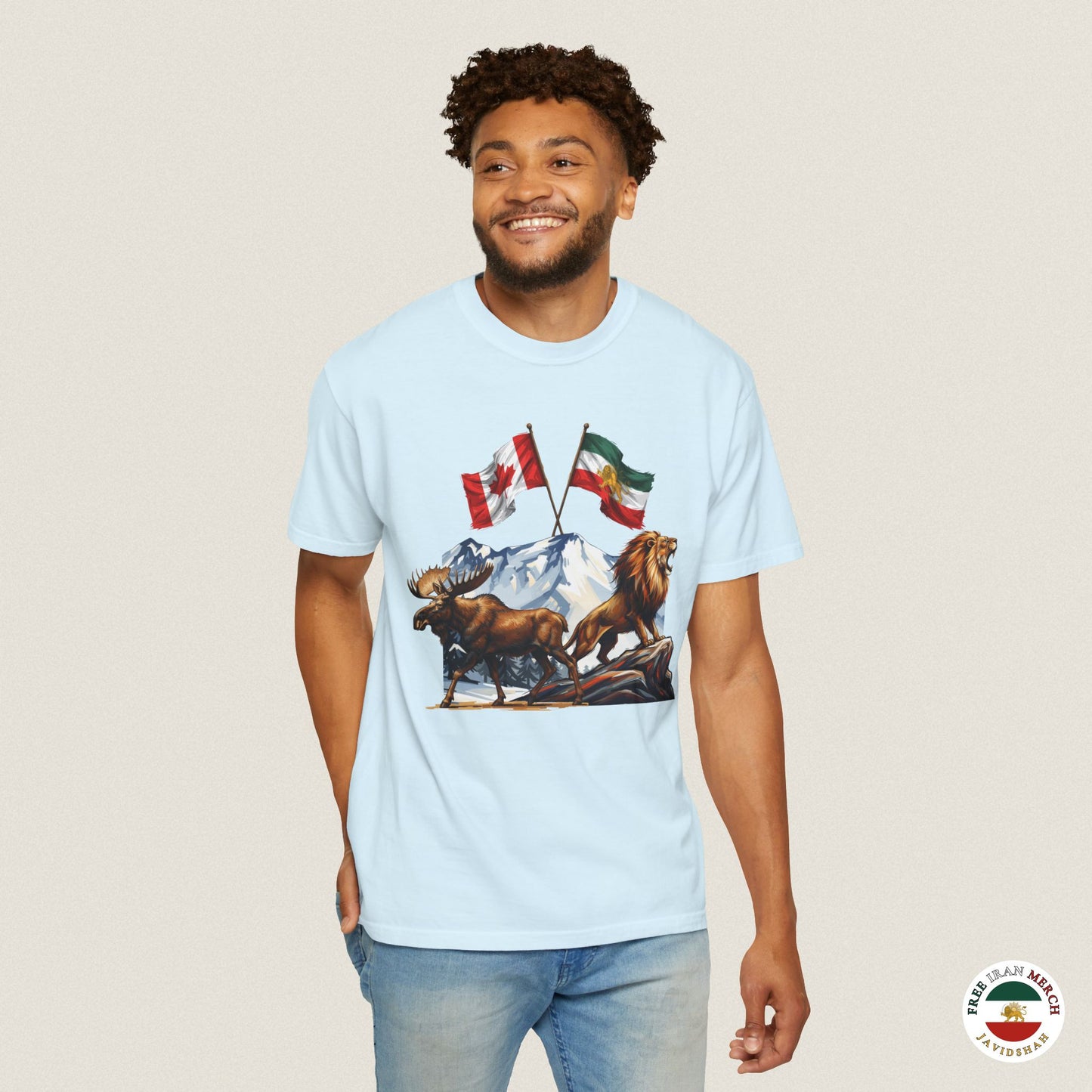 Canadian Flag x Lion and Sun Tee - Free Iran Solidarity T-Shirt