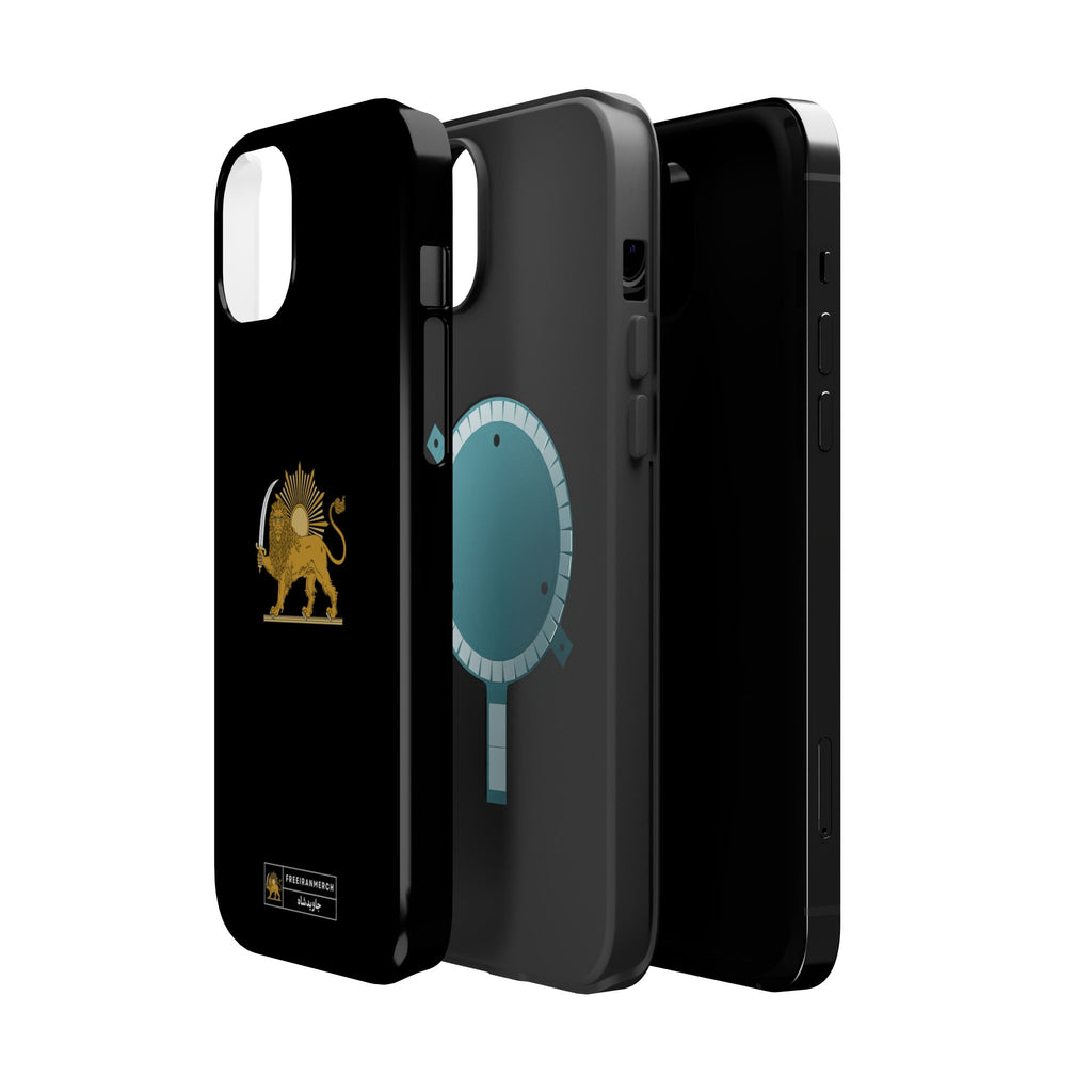 'JavidShah' Magnetic Impact-Resistant Case — Golden Lion and Sun Design