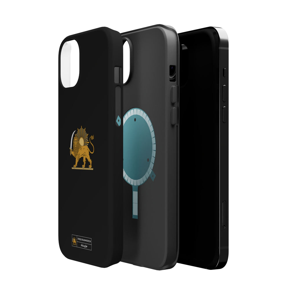 'JavidShah' Magnetic Impact-Resistant Case — Golden Lion and Sun Design