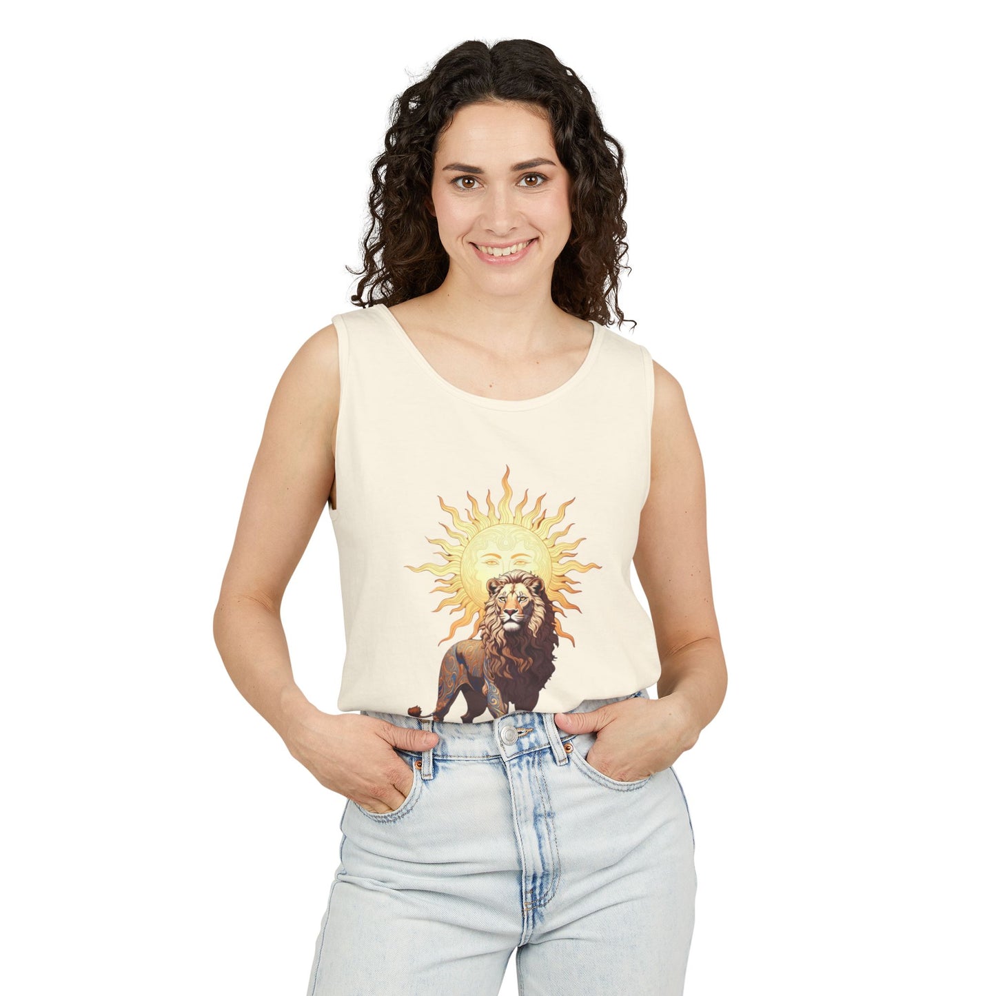 Lion & Sun Tank Top - Vintage Persian Sunface Graphic Tank