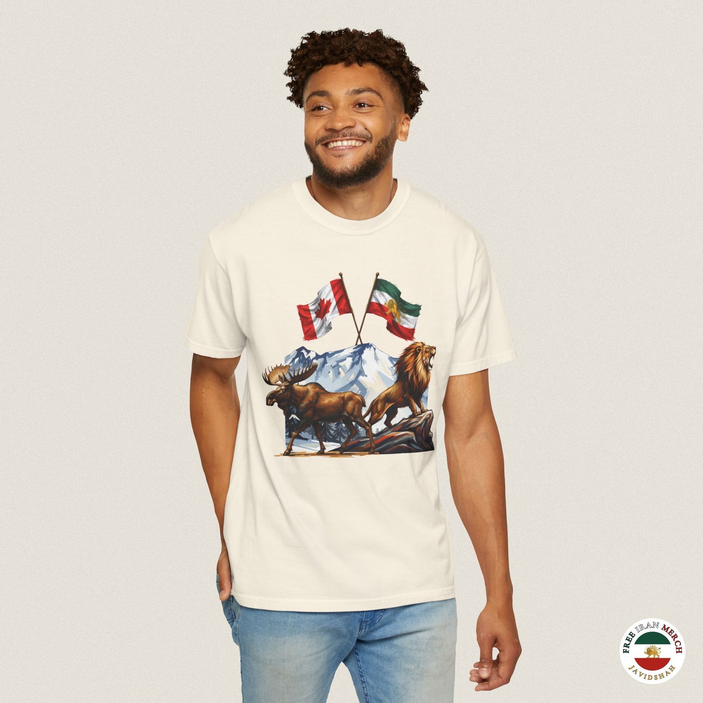 Canadian Flag x Lion and Sun Tee - Free Iran Solidarity T-Shirt