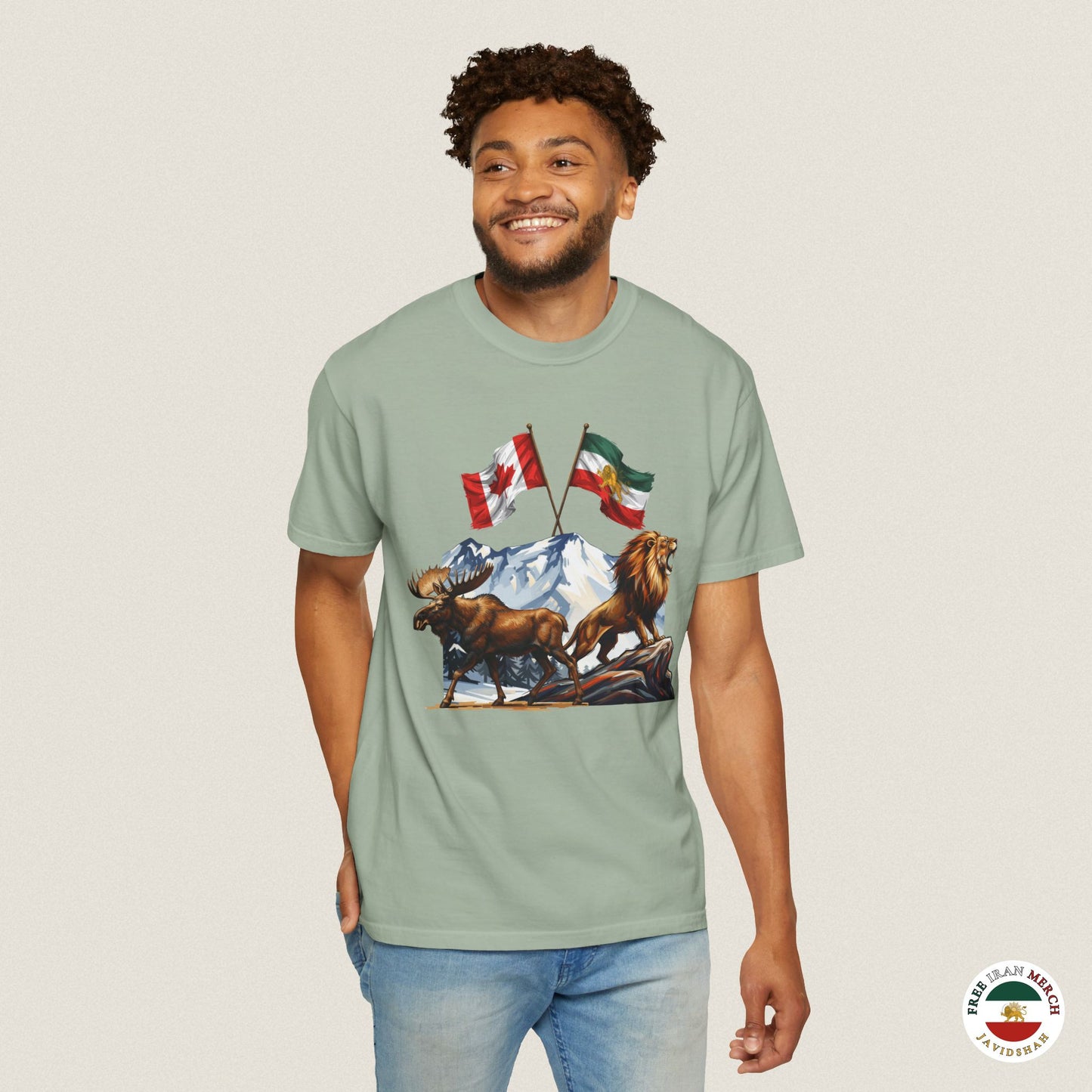 Canadian Flag x Lion and Sun Tee - Free Iran Solidarity T-Shirt