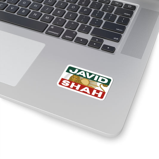 'JavidShah' Sticker — Retro Lion & Sun Decal (Laptop, Water Bottle)