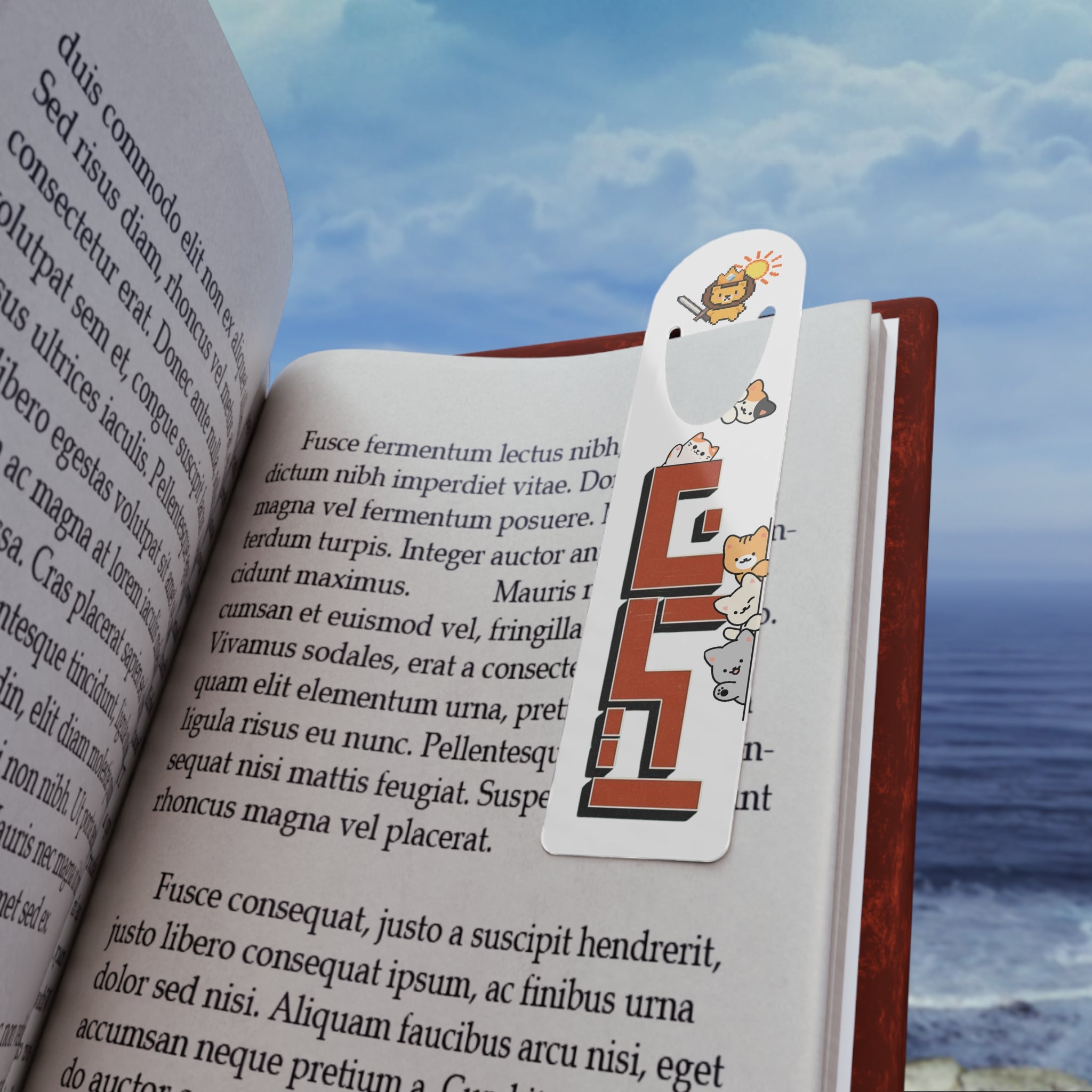 Iran Cute Cat Bookmark — Lion and Sun Pixel Metal Page Marker