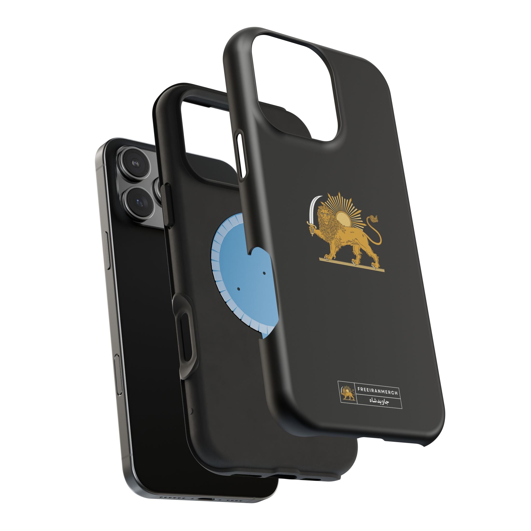 'JavidShah' Magnetic Impact-Resistant Case — Golden Lion and Sun Design