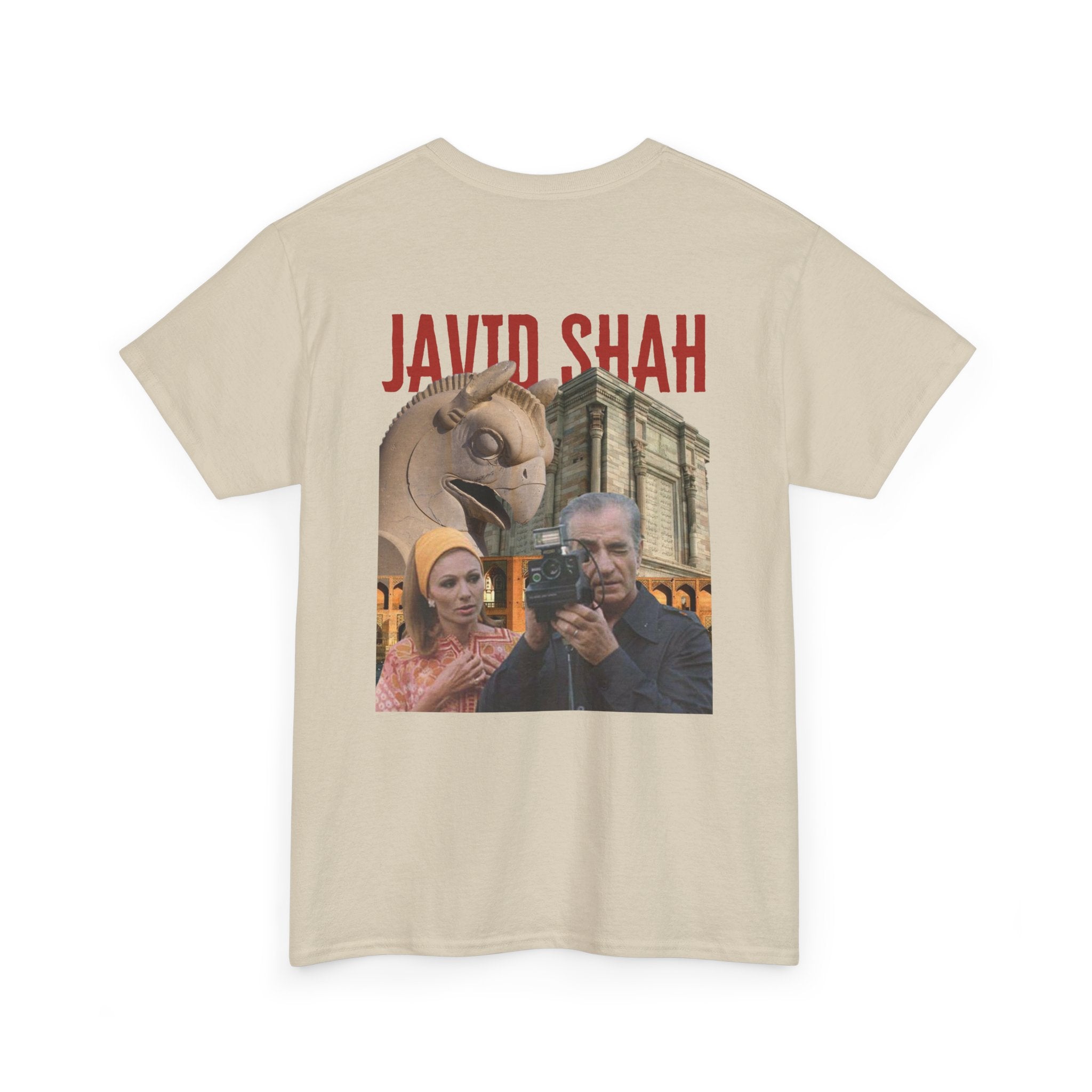 JavidShah Tee - Shah and Farah with Historical Iran Photo Collage
