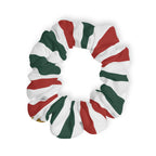Iran Monarchy Flag Pattern Scrunchie — Green, White & Red with the Sun and Lion Patriotic Hair Tie
