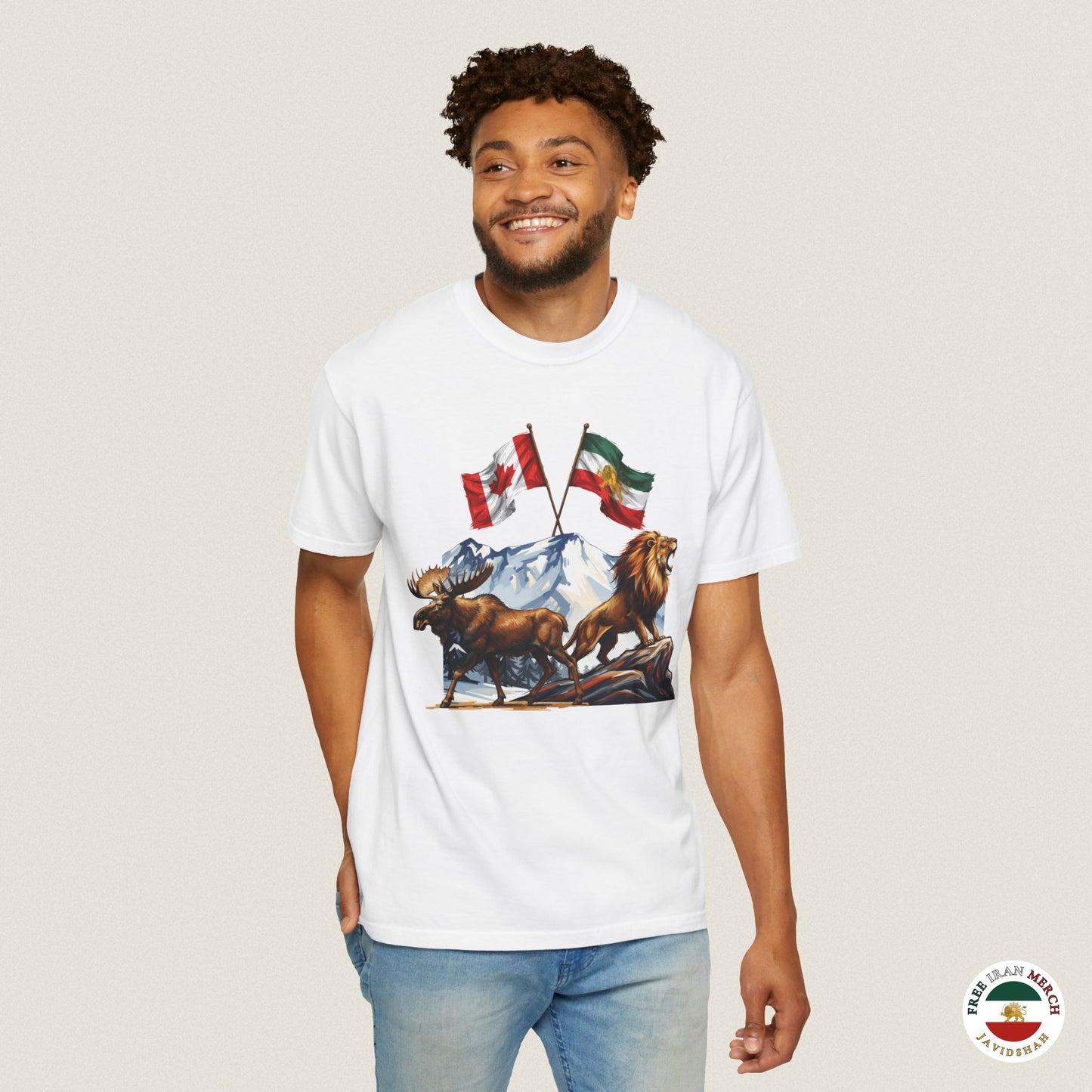 Canadian Flag x Lion and Sun Tee - Free Iran Solidarity T-Shirt