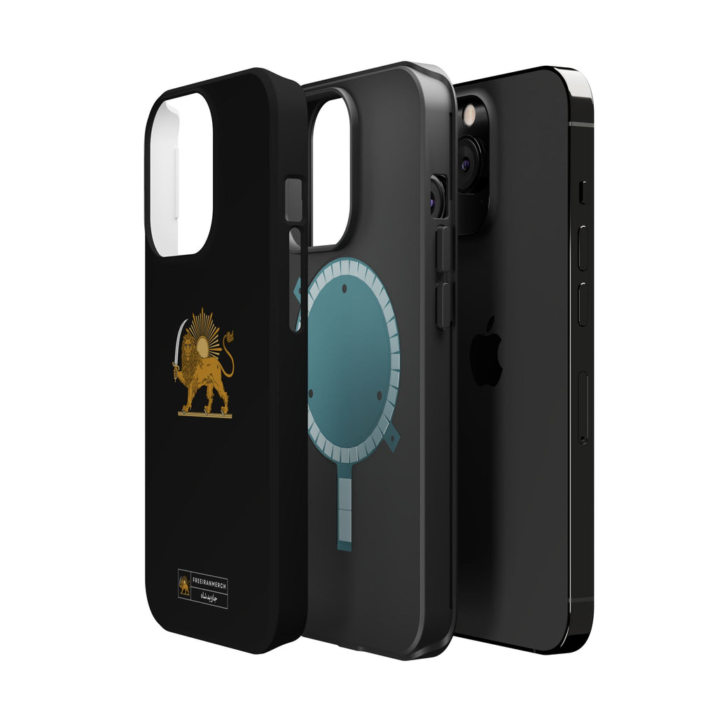 'JavidShah' Magnetic Impact-Resistant Case — Golden Lion and Sun Design