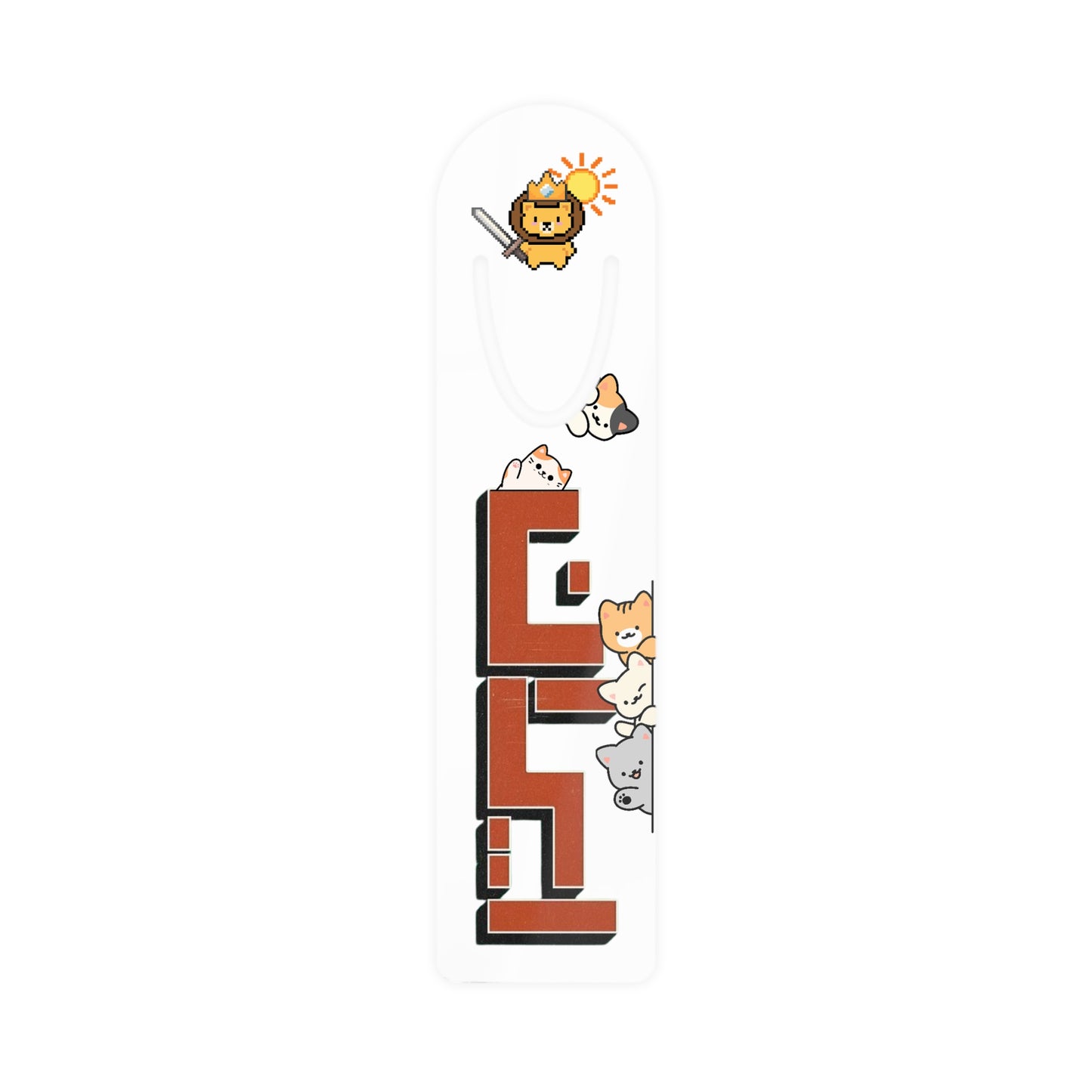 Iran Cute Cat Bookmark — Lion and Sun Pixel Metal Page Marker
