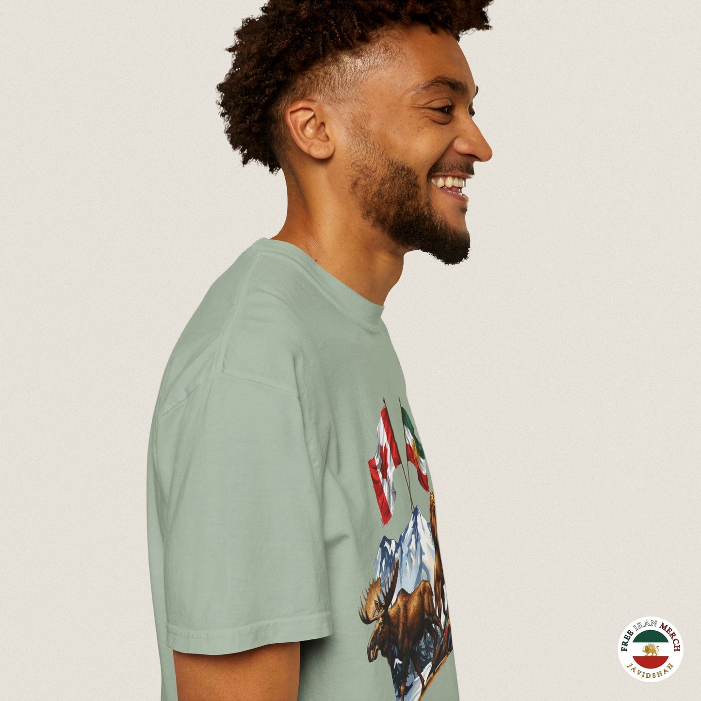 Canadian Flag x Lion and Sun Tee - Free Iran Solidarity T-Shirt