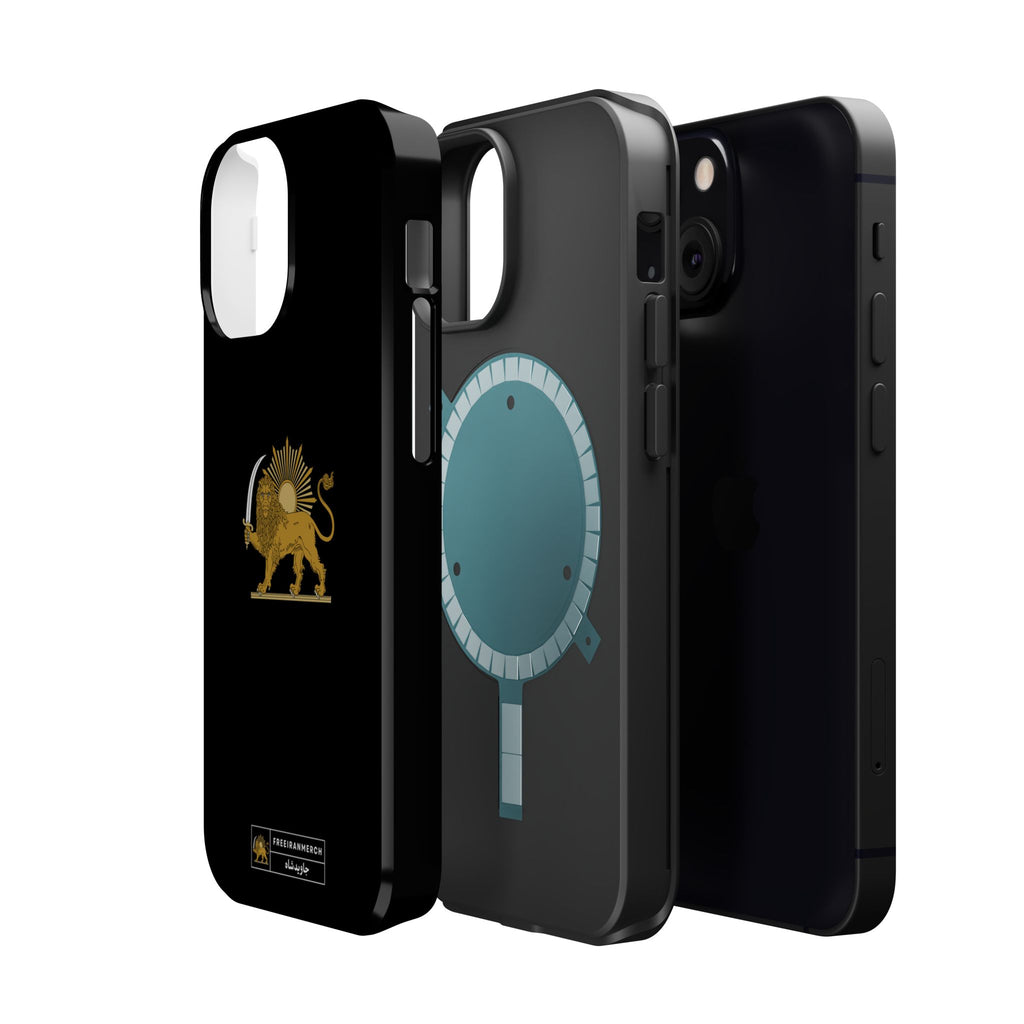 'JavidShah' Magnetic Impact-Resistant Case — Golden Lion and Sun Design