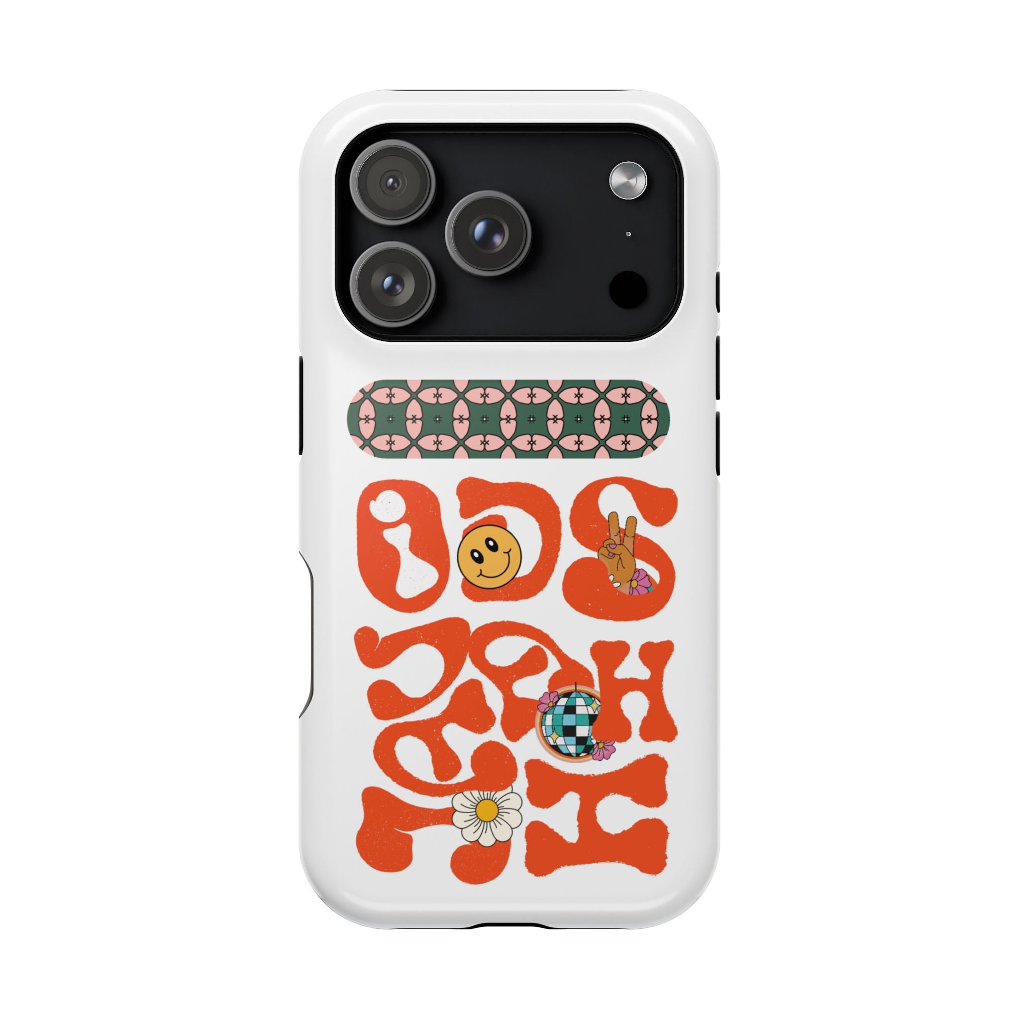 Retro 'JAVIDSHAH' Magnetic Impact Phone Case — 70s Groovy Floral & Smiley Design
