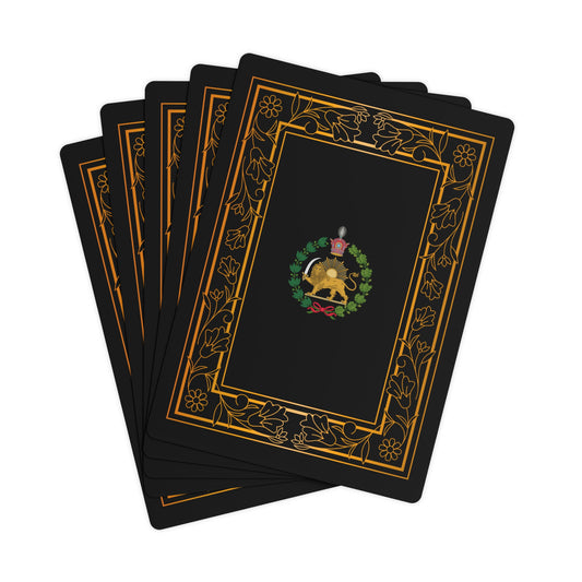Black and Gold Iran Monarchy Royal Crest Design Poker Cards