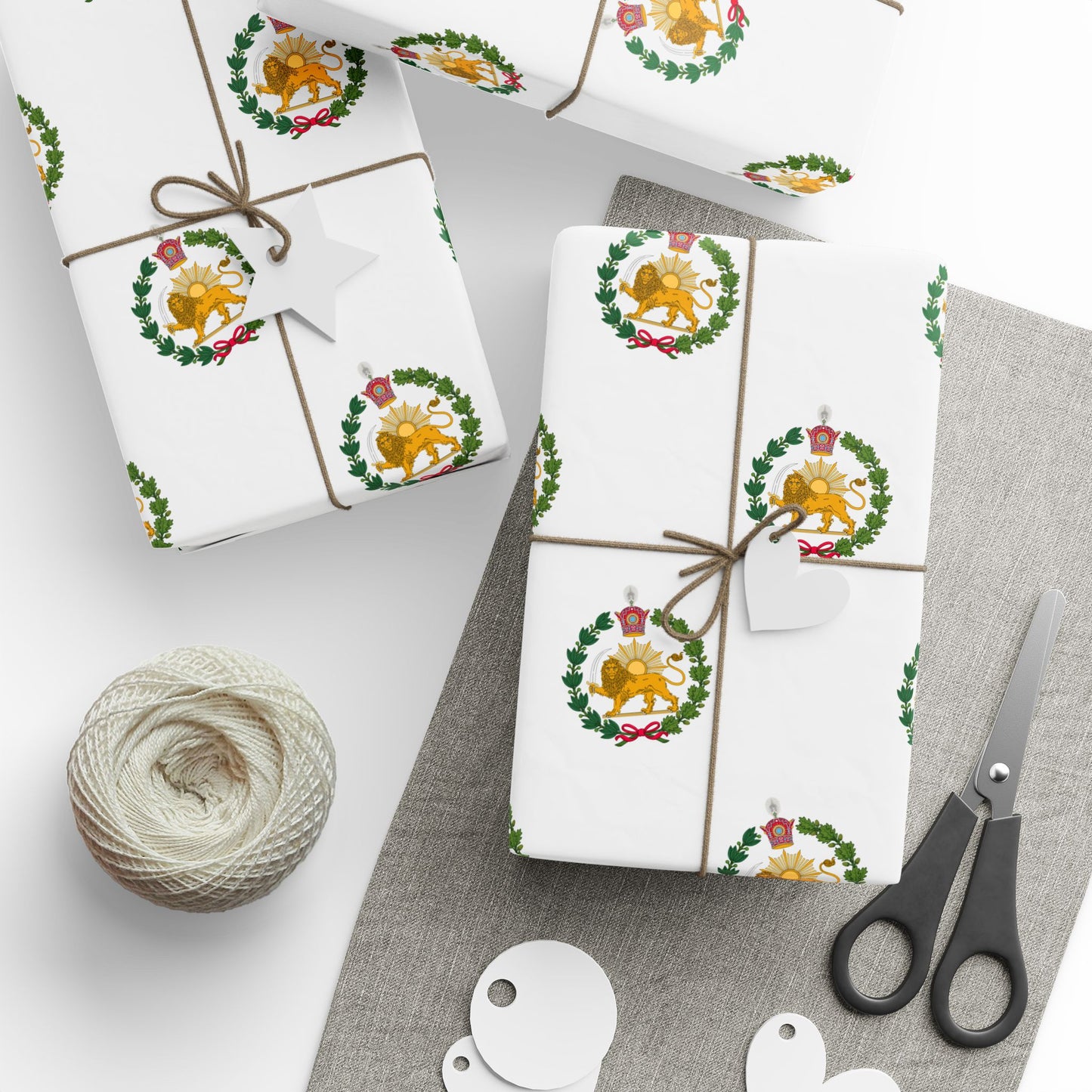 Iran Monarchy Lion & Sun Crest Pattern Wrapping Paper