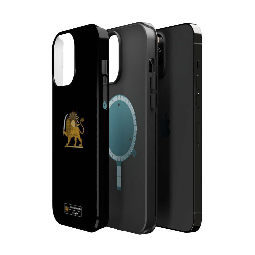 'JavidShah' Magnetic Impact-Resistant Case — Golden Lion and Sun Design