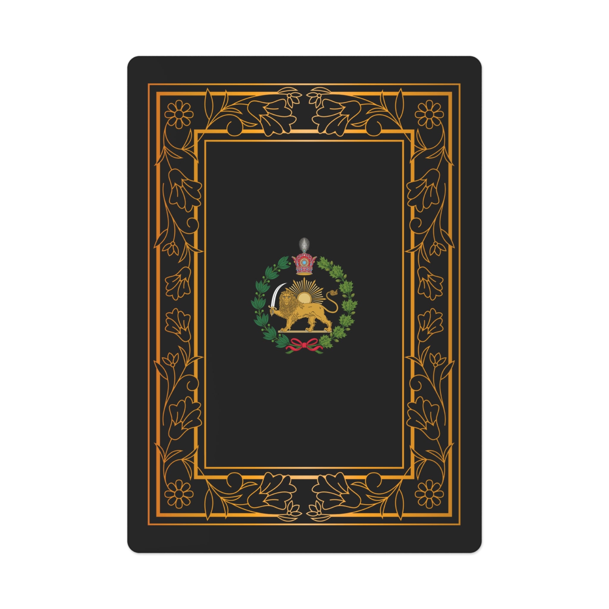 Black and Gold Iran Monarchy Royal Crest Design Poker Cards