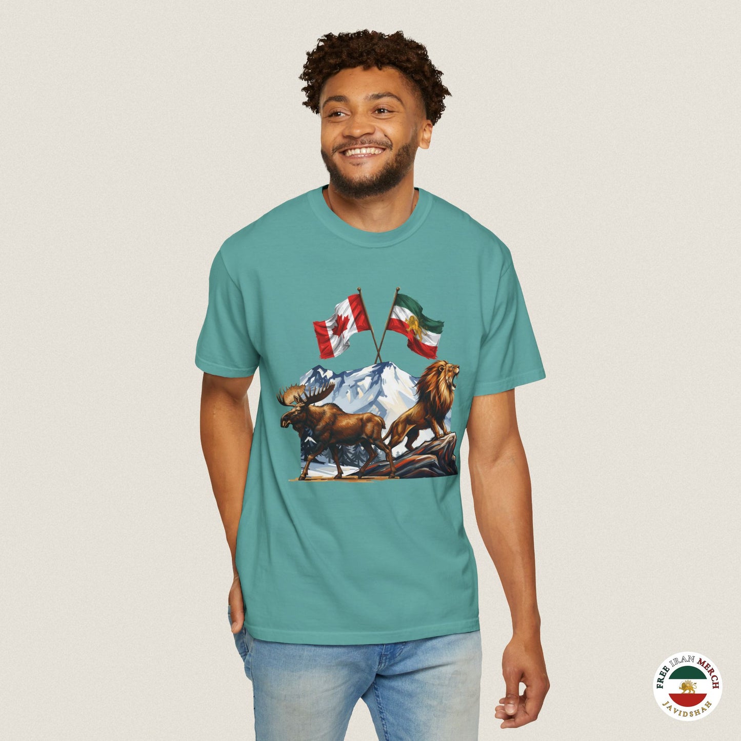 Canadian Flag x Lion and Sun Tee - Free Iran Solidarity T-Shirt