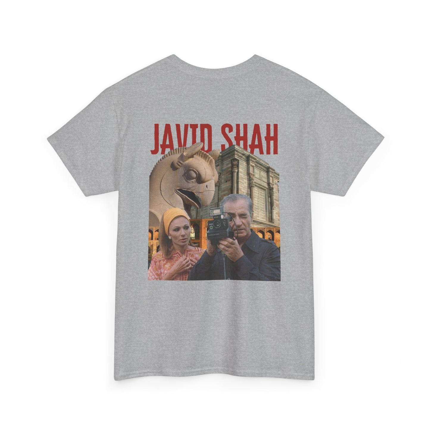 JavidShah Tee - Shah and Farah with Historical Iran Photo Collage