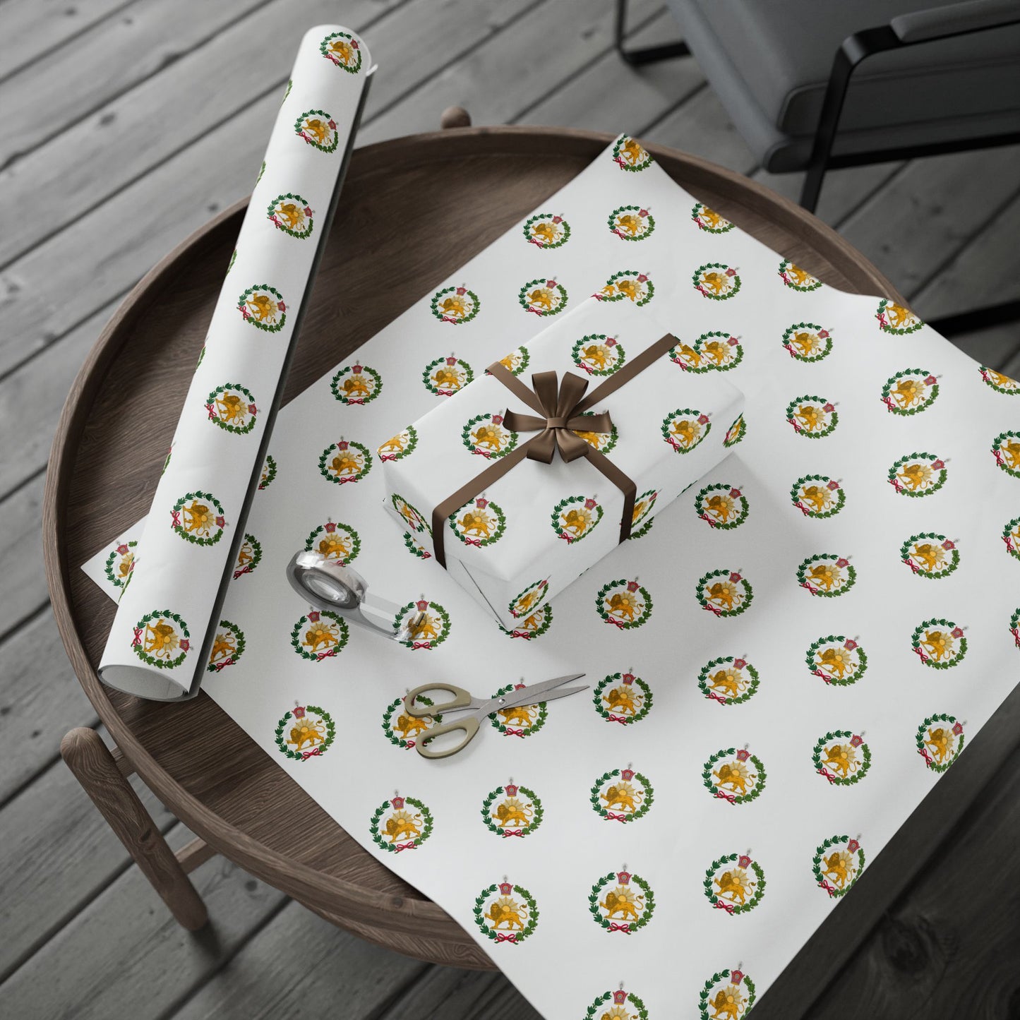 Iran Monarchy Lion & Sun Crest Pattern Wrapping Paper