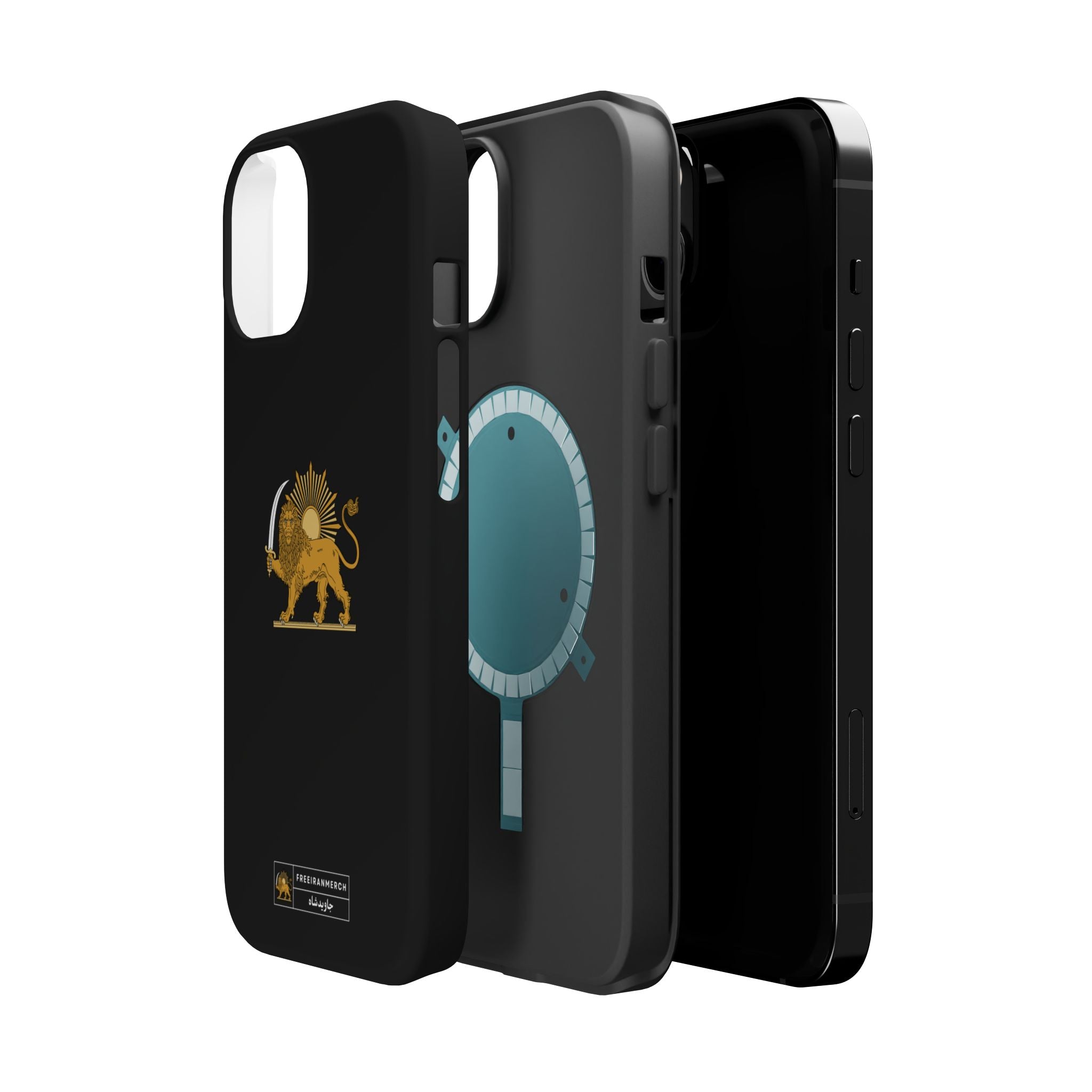 'JavidShah' Magnetic Impact-Resistant Case — Golden Lion and Sun Design