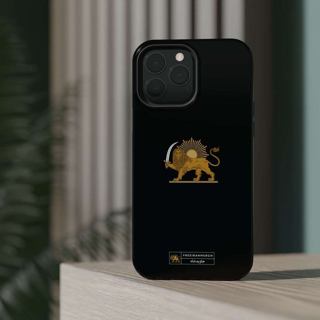 'JavidShah' Magnetic Impact-Resistant Case — Golden Lion and Sun Design