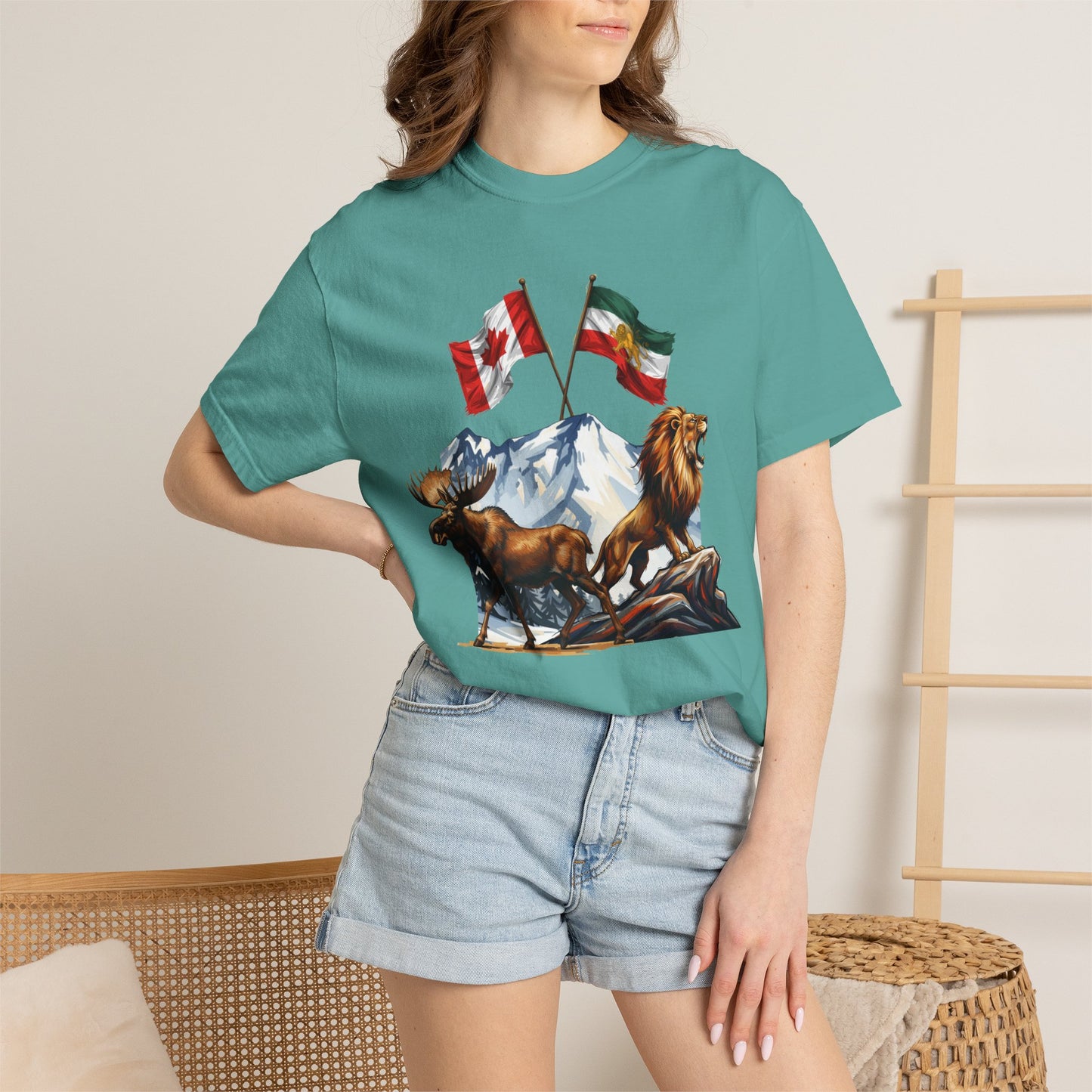 Canadian Flag x Lion and Sun Tee - Free Iran Solidarity T-Shirt