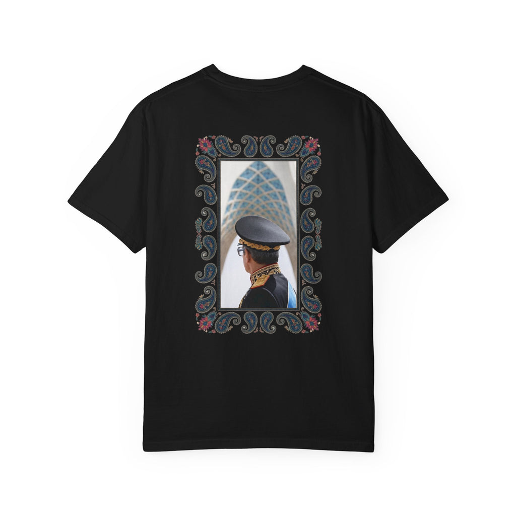 Persia Heritage & Pride T-Shirt — Lion and Sun Crest with Paisley Shah Back Design