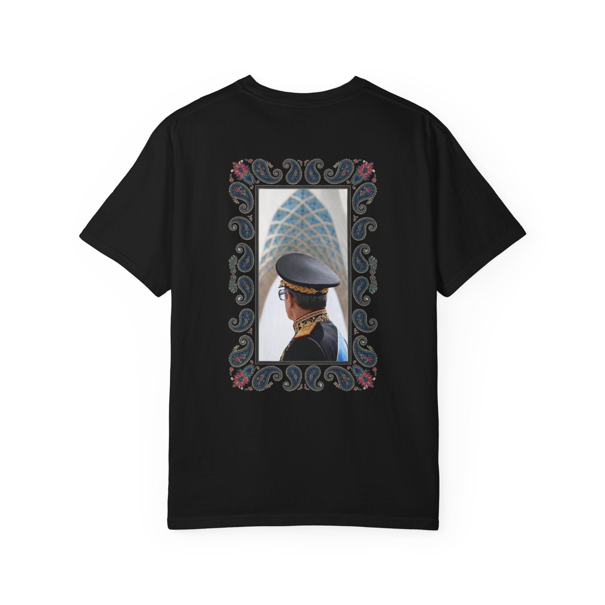 Persia Heritage & Pride T-Shirt — Lion and Sun Crest with Paisley Shah Back Design