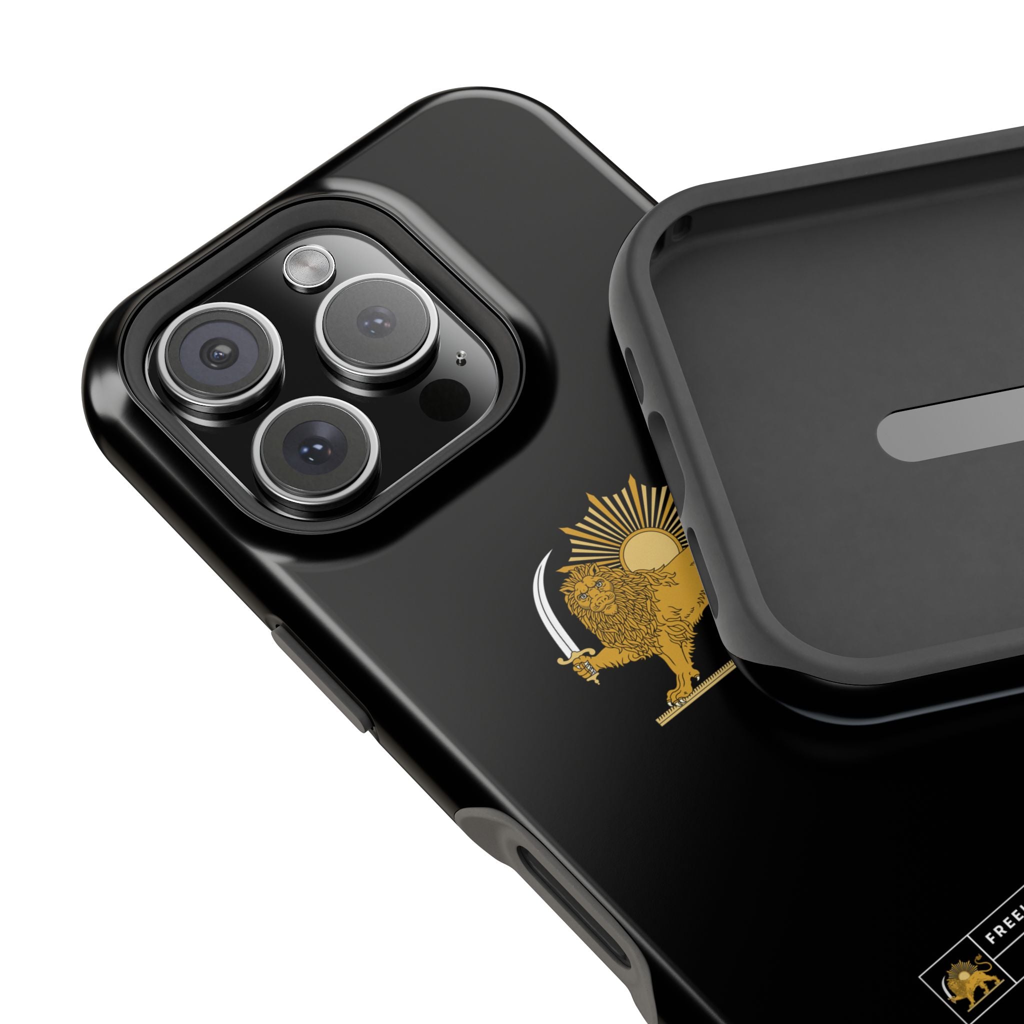 'JavidShah' Magnetic Impact-Resistant Case — Golden Lion and Sun Design