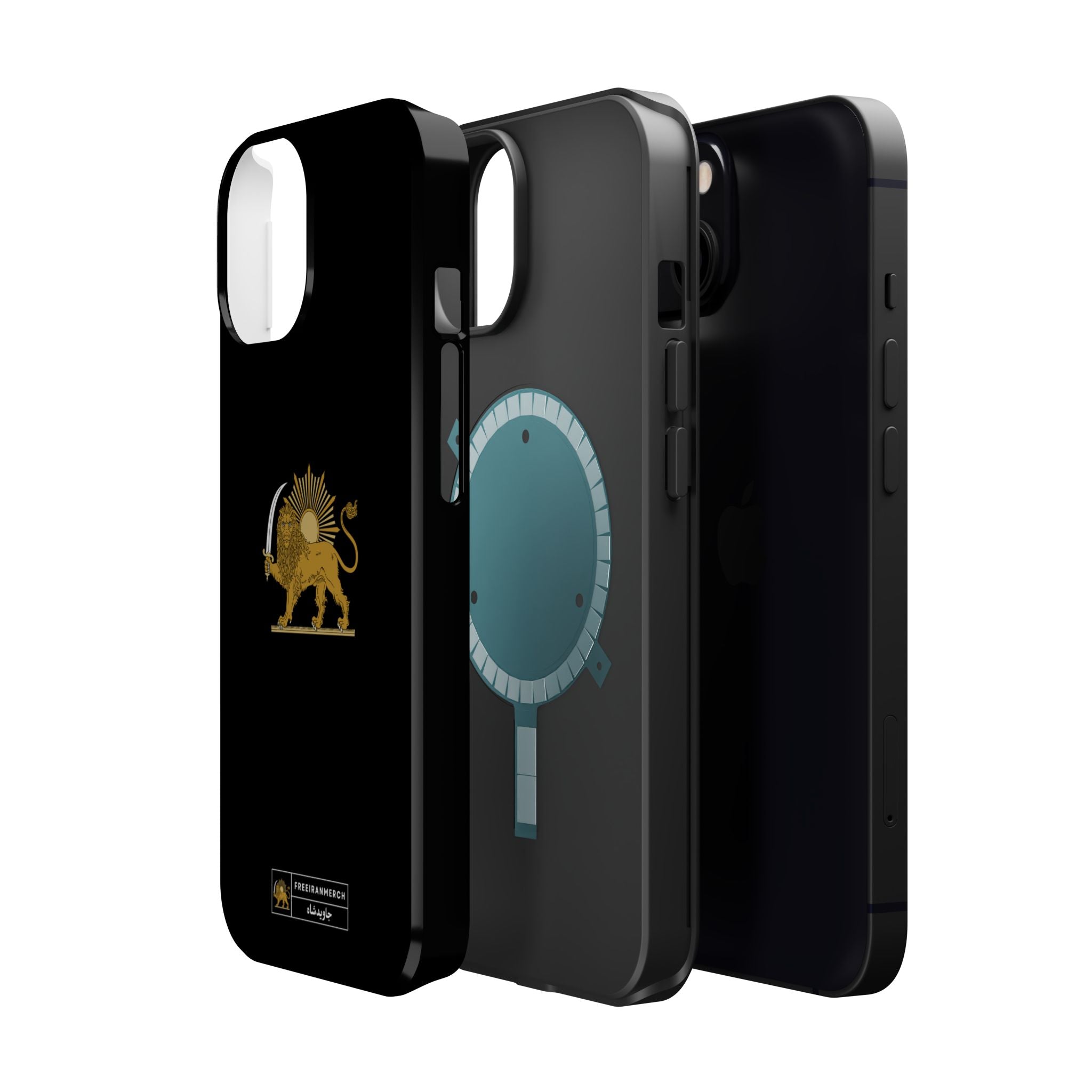'JavidShah' Magnetic Impact-Resistant Case — Golden Lion and Sun Design