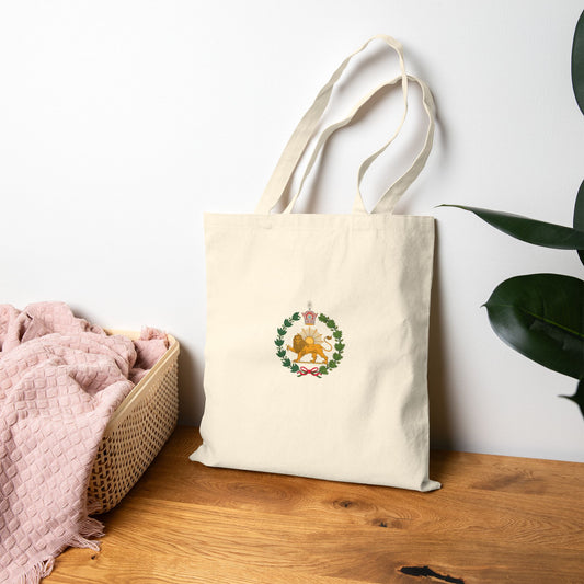 Minimal Floral Iran Monarchy Crest Canvas Tote Bag