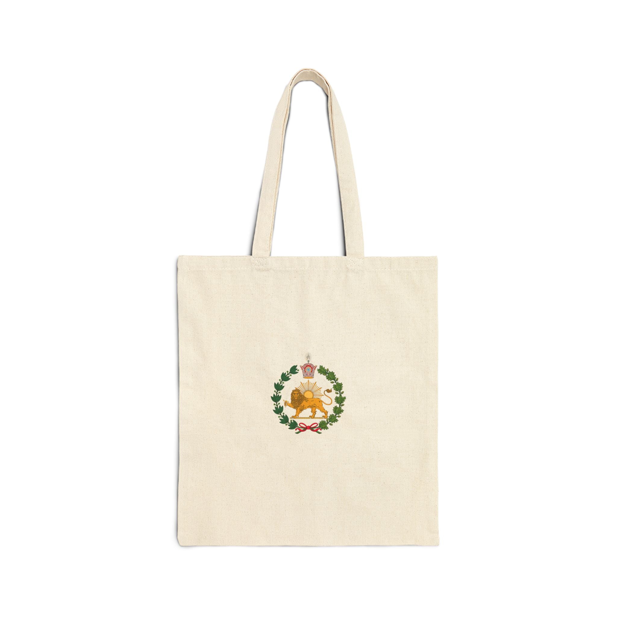 Minimal Floral Iran Monarchy Crest Canvas Tote Bag