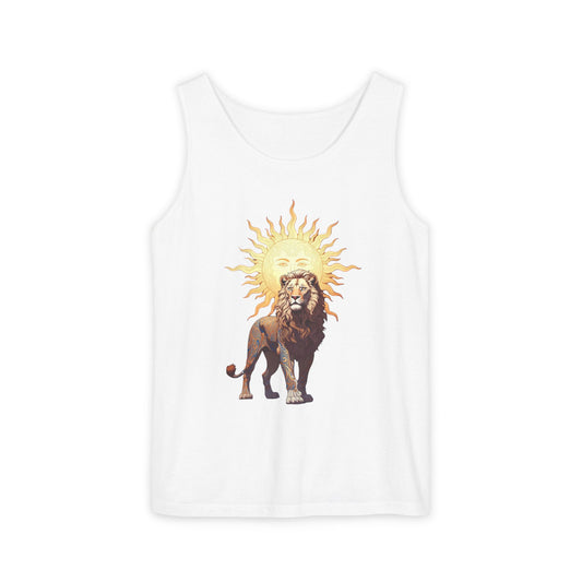 Lion & Sun Tank Top - Vintage Persian Sunface Graphic Tank