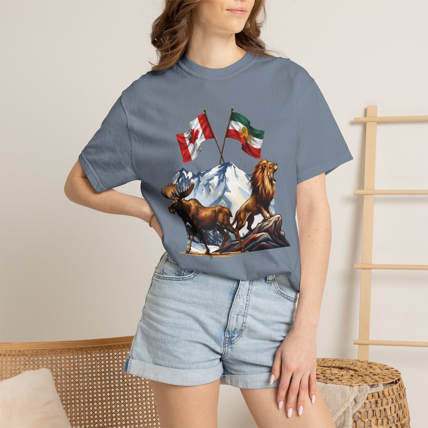 Canadian Flag x Lion and Sun Tee - Free Iran Solidarity T-Shirt
