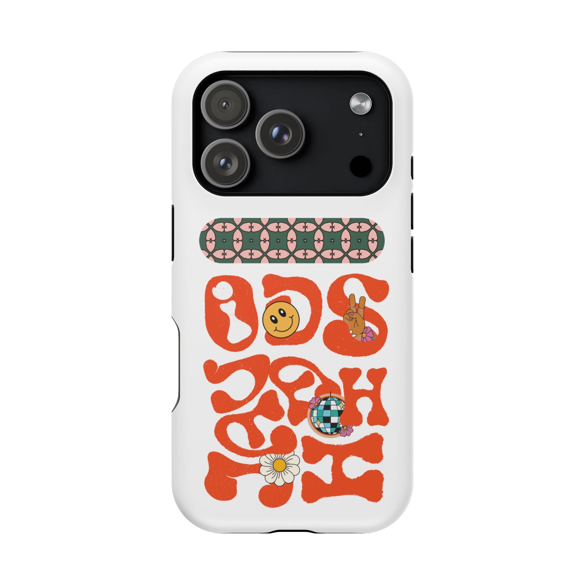 Retro 'JAVIDSHAH' Magnetic Impact Phone Case — 70s Groovy Floral & Smiley Design