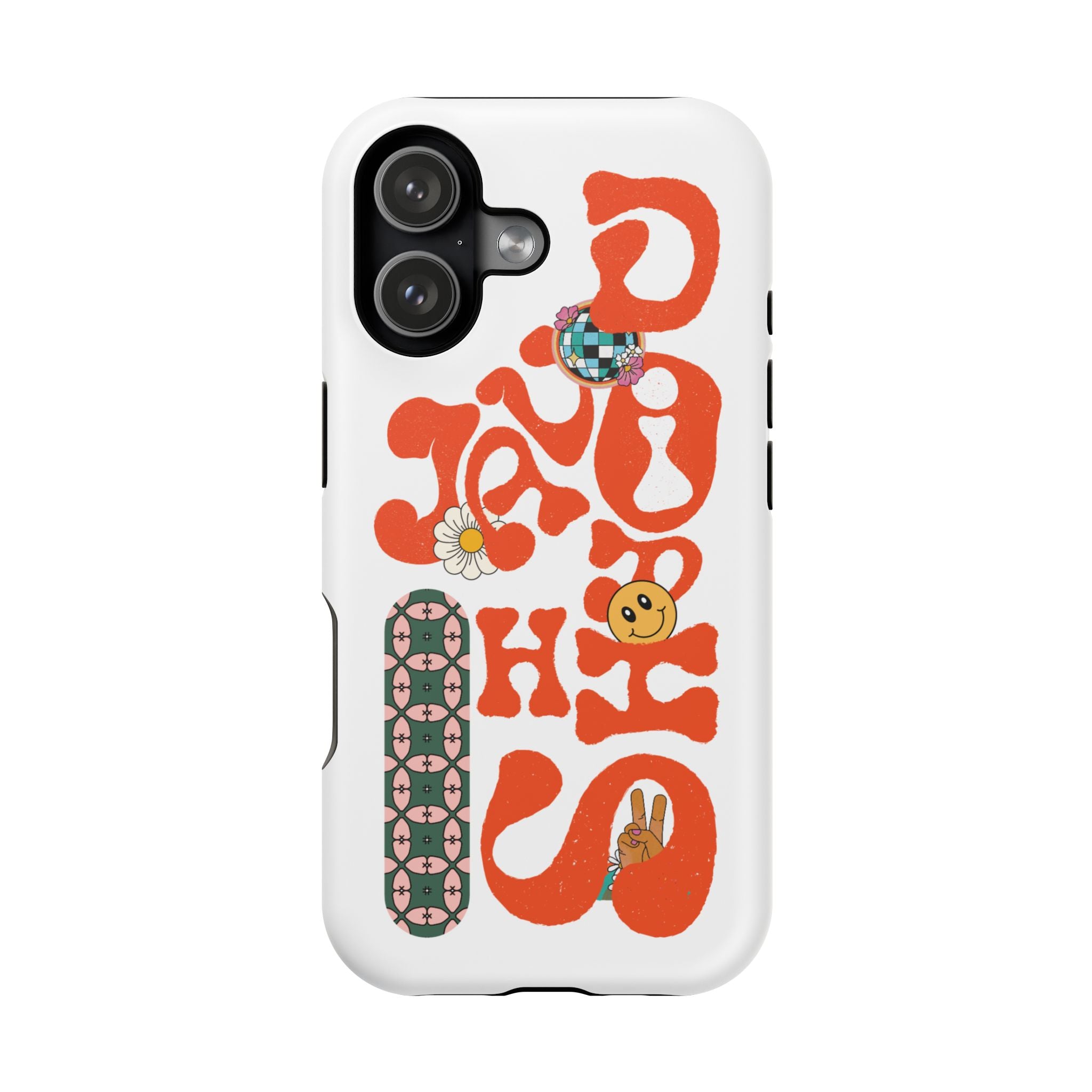 Retro 'JAVIDSHAH' Magnetic Impact Phone Case — 70s Groovy Floral & Smiley Design