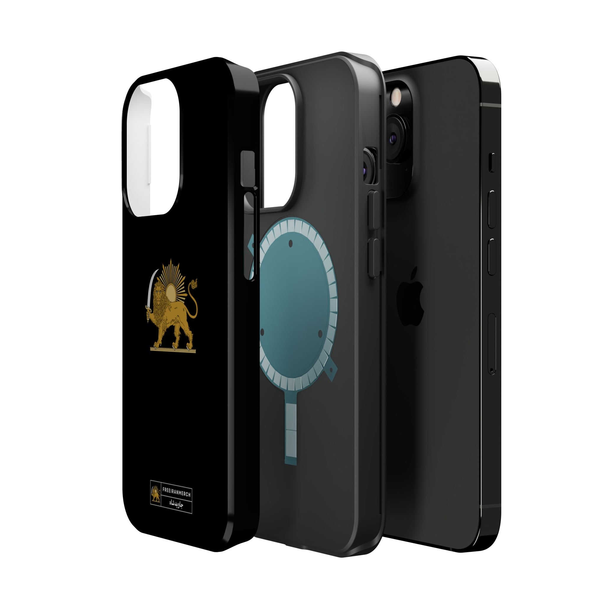 'JavidShah' Magnetic Impact-Resistant Case — Golden Lion and Sun Design