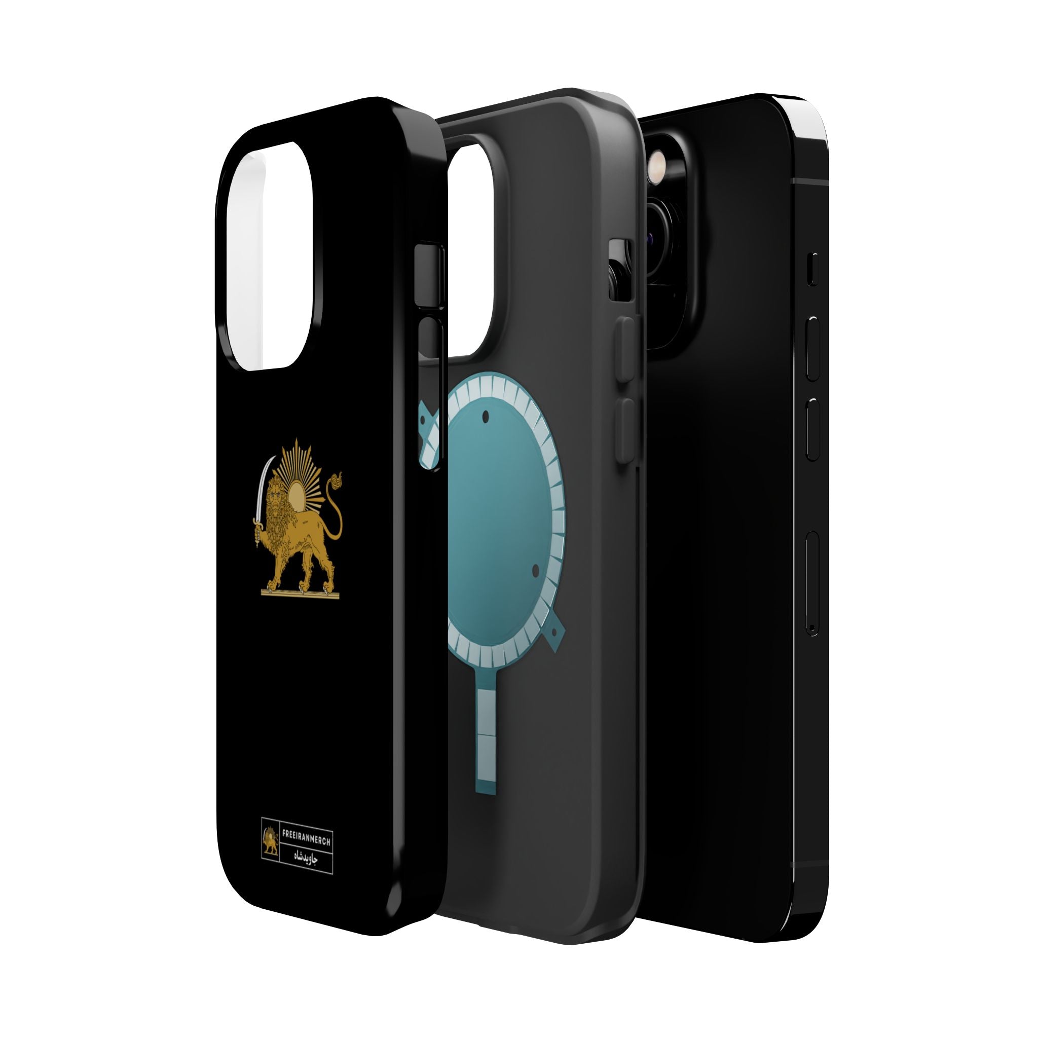 'JavidShah' Magnetic Impact-Resistant Case — Golden Lion and Sun Design