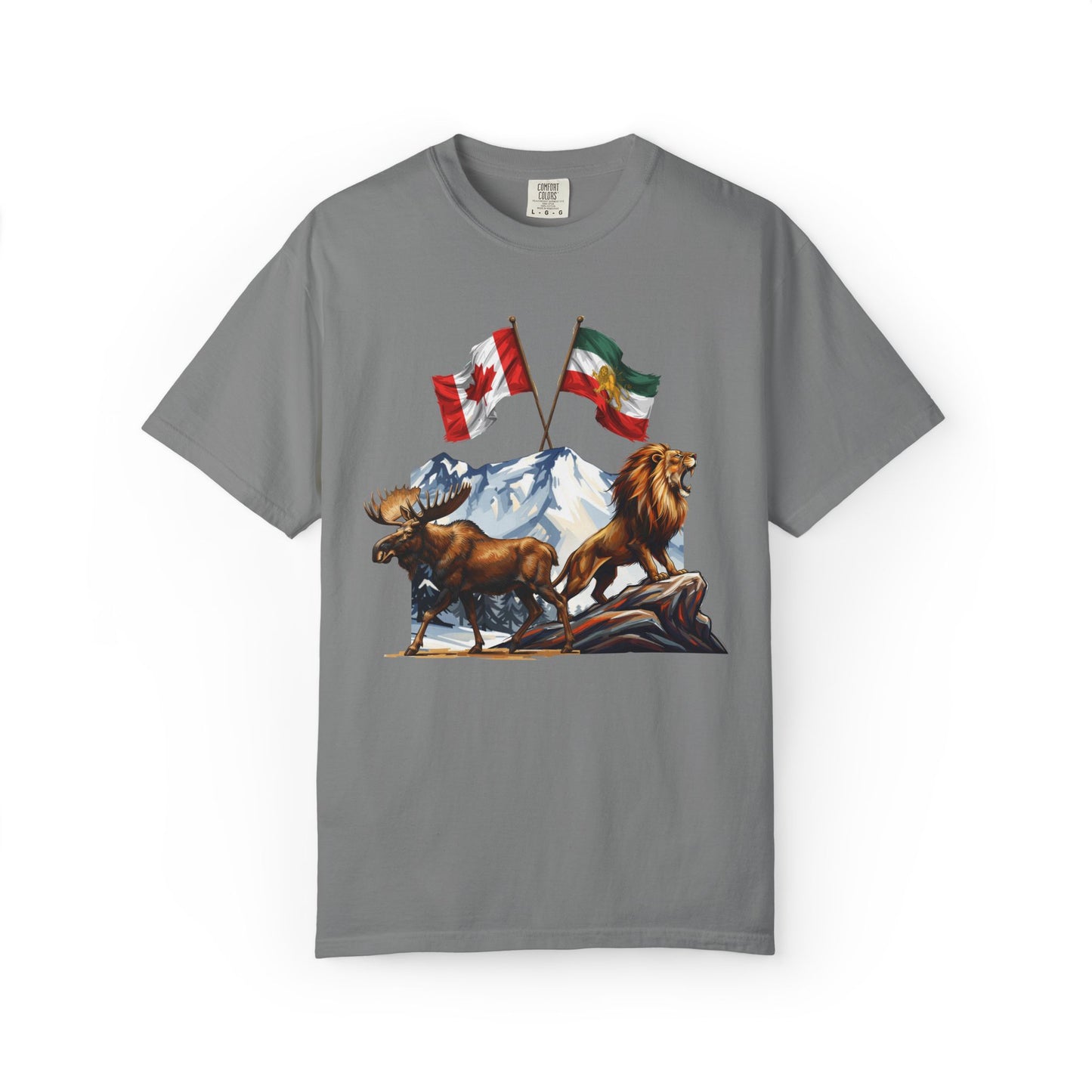 Canadian Flag x Lion and Sun Tee - Free Iran Solidarity T-Shirt
