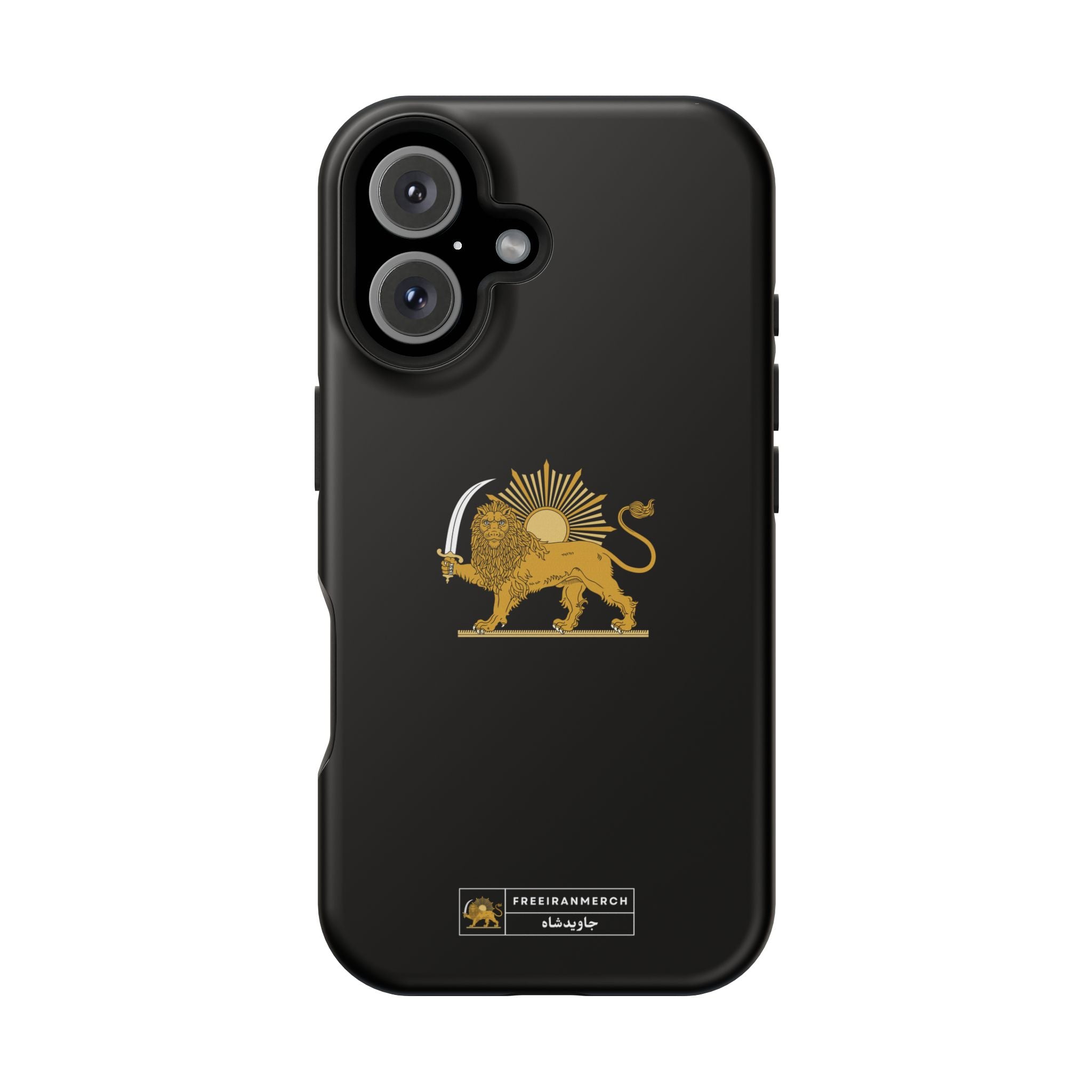 'JavidShah' Magnetic Impact-Resistant Case — Golden Lion and Sun Design